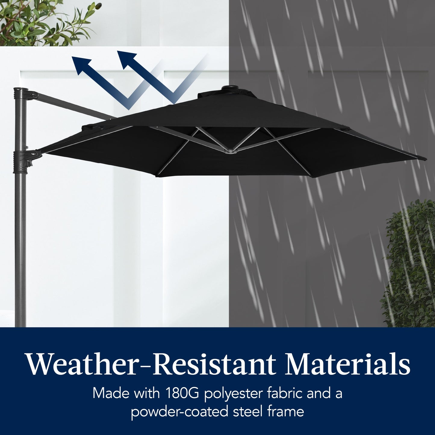 360 LED Rotating Cantilever Offset Patio Umbrella - 10ft