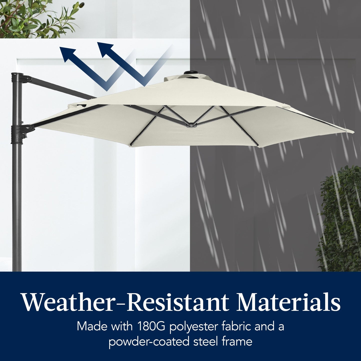 360 LED Rotating Cantilever Offset Patio Umbrella - 10ft