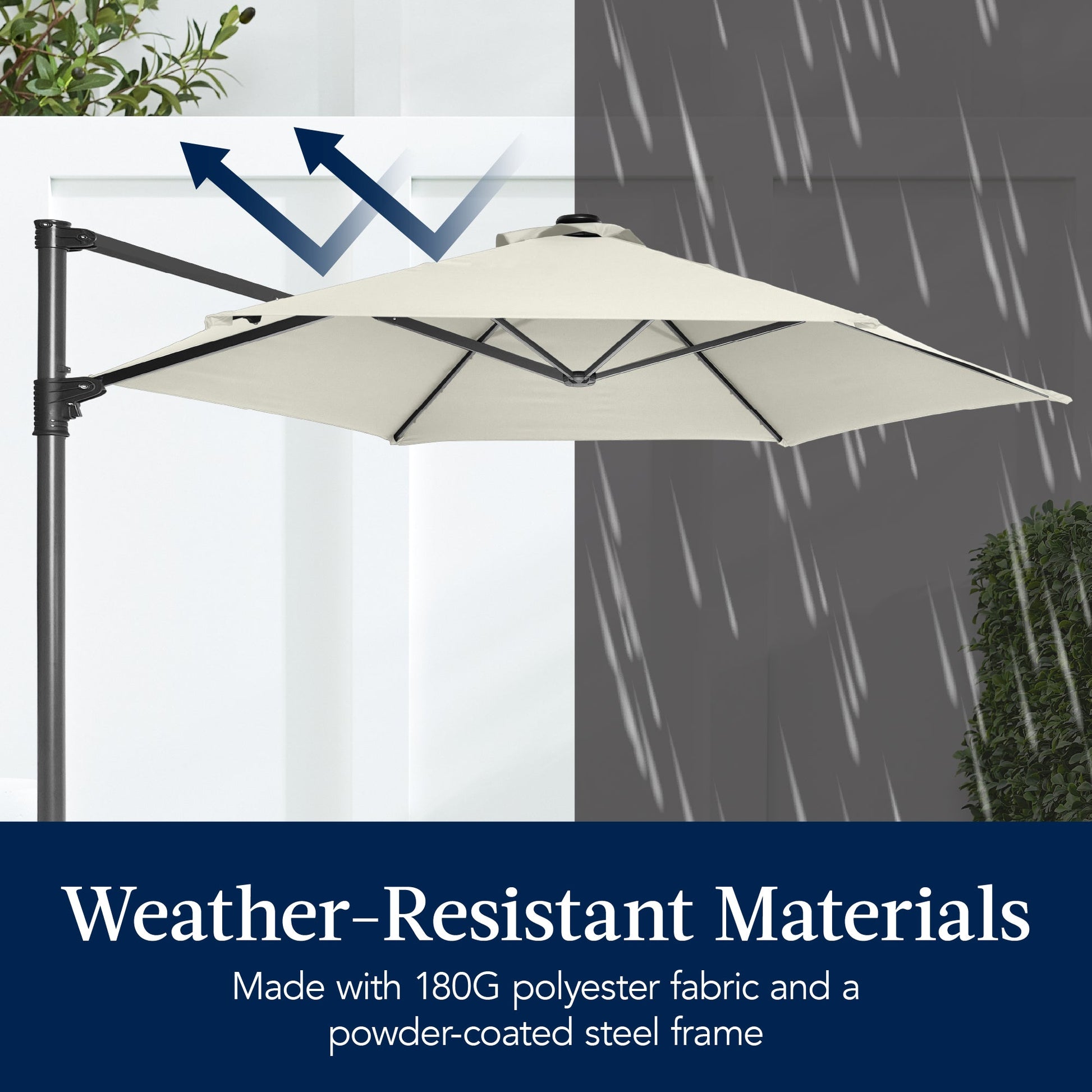 360 LED Rotating Cantilever Offset Patio Umbrella - 10ft