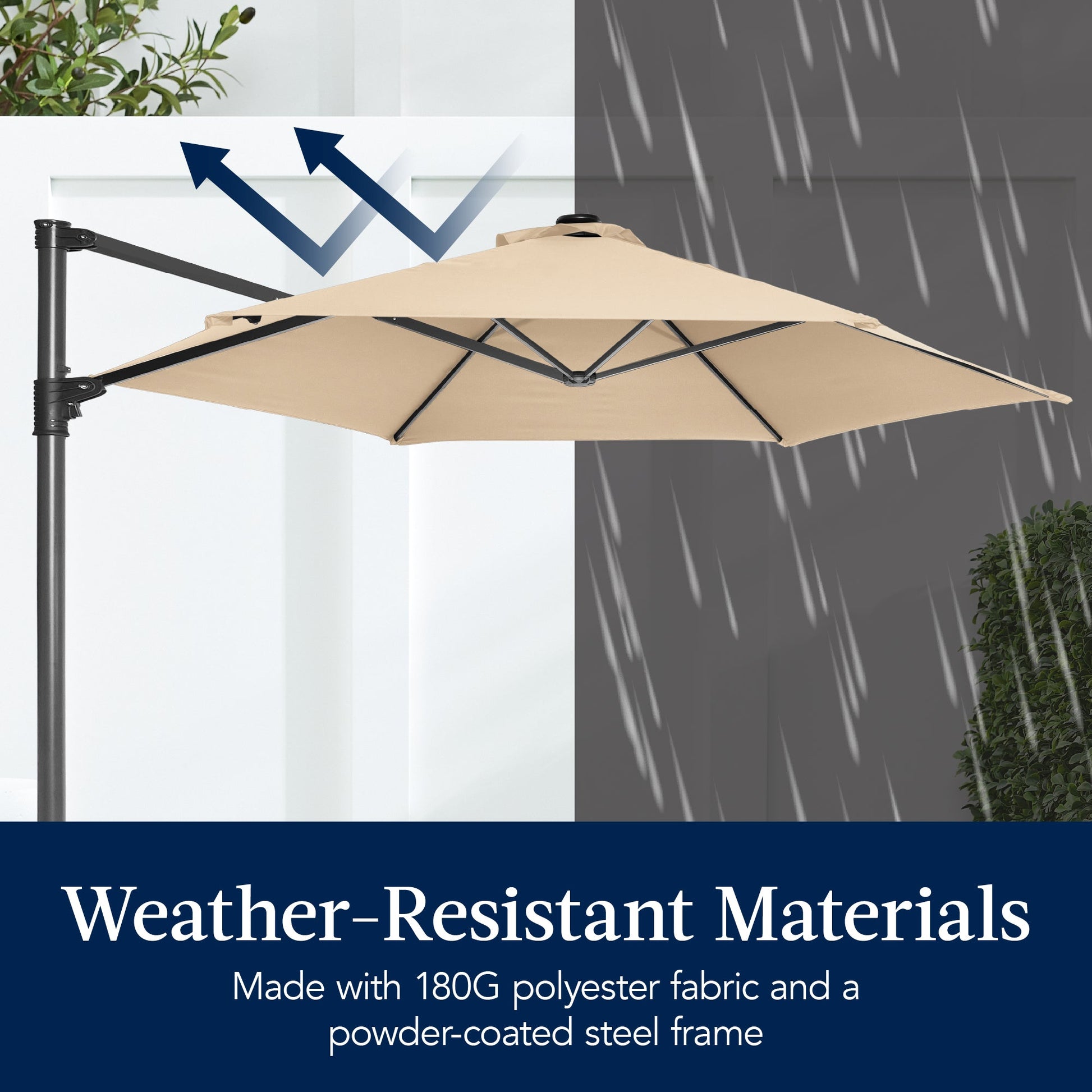 360 LED Rotating Cantilever Offset Patio Umbrella - 10ft