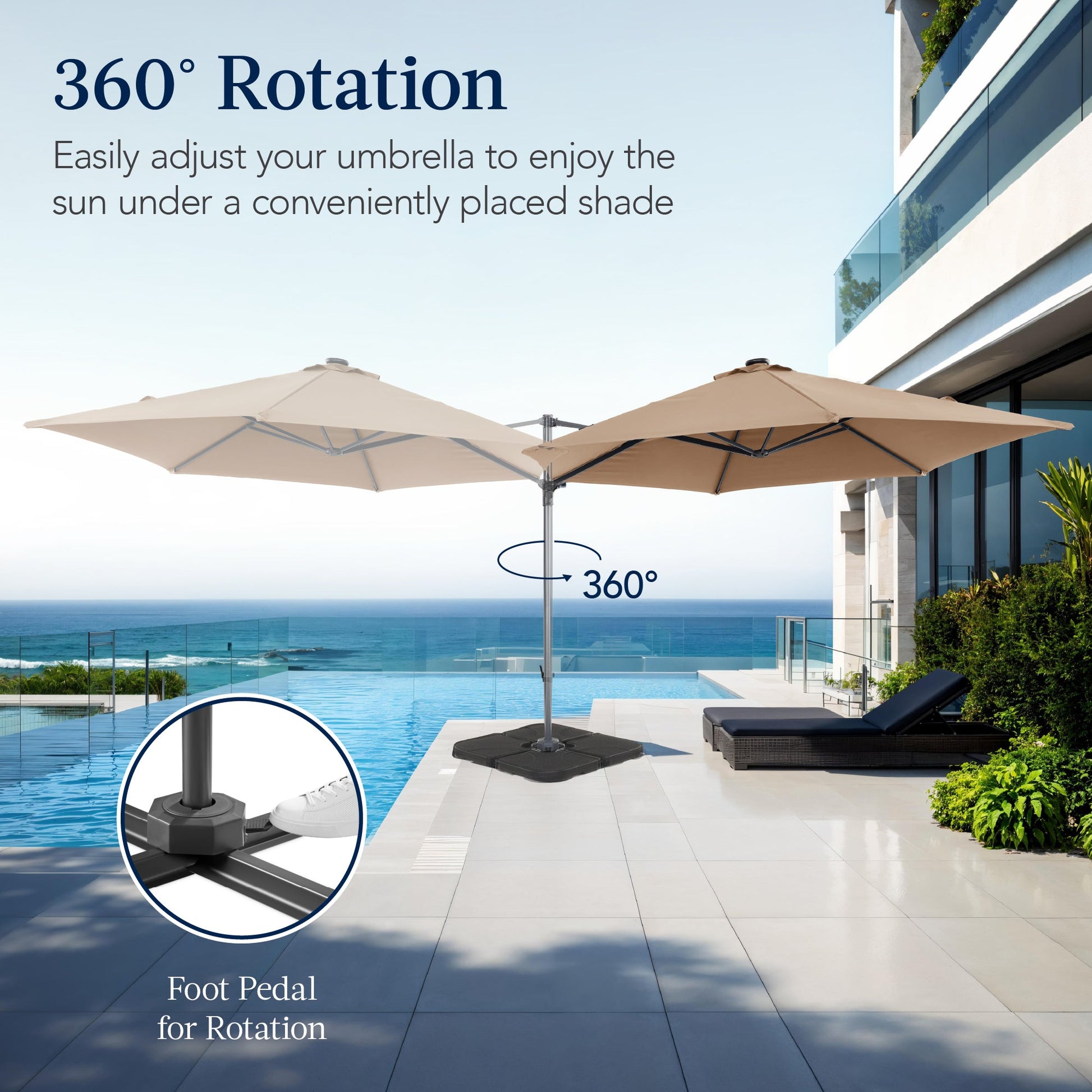 360 Rotating Cantilever Offset Patio Umbrella - 10ft
