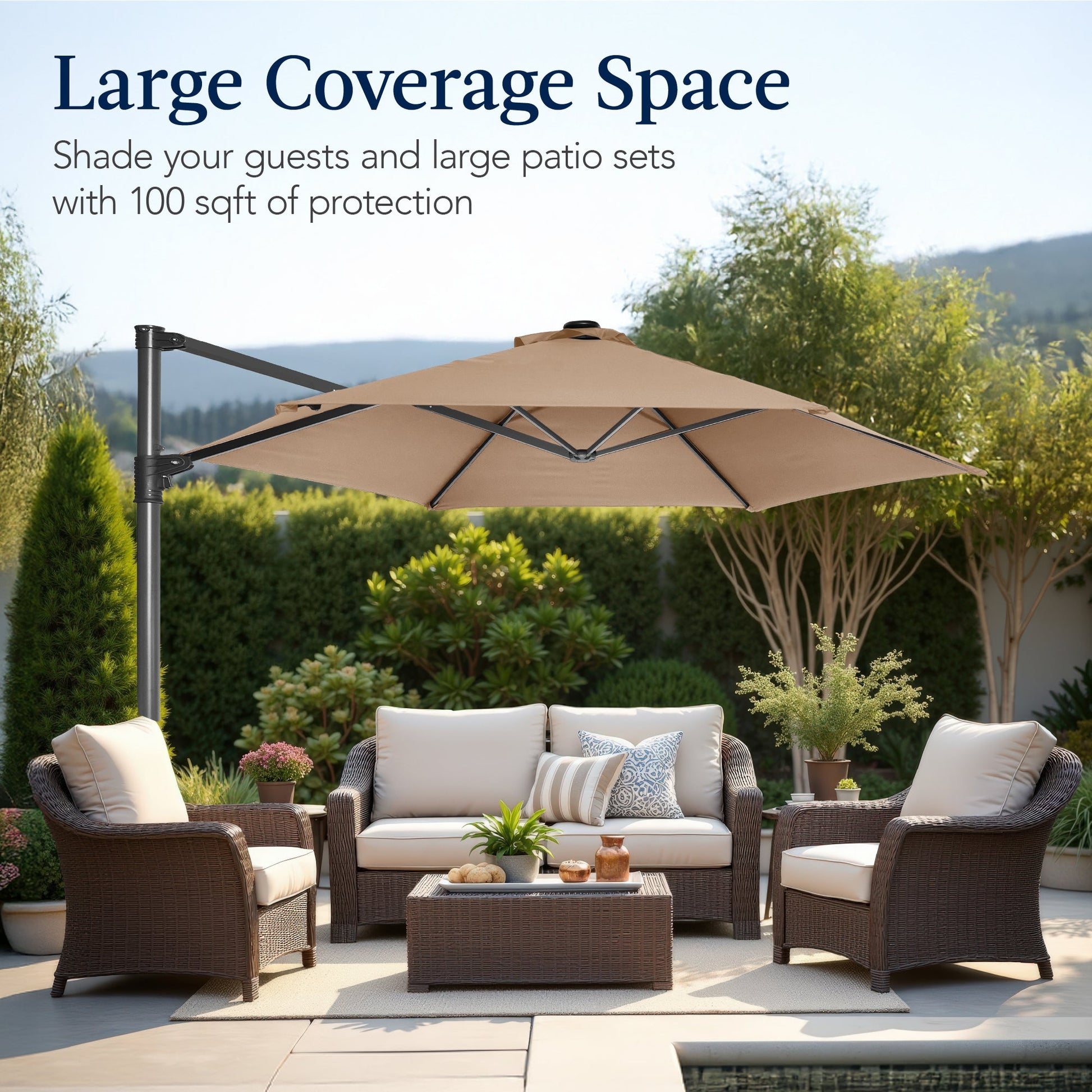 360 Rotating Cantilever Offset Patio Umbrella - 10ft