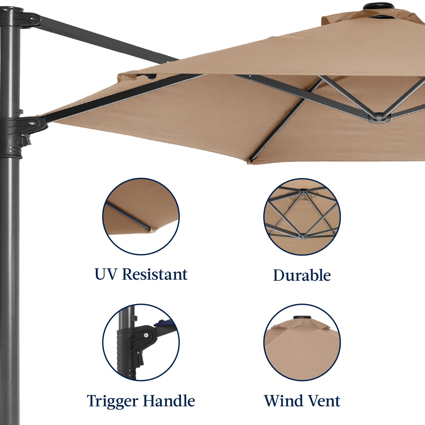 360 Rotating Cantilever Offset Patio Umbrella - 10ft