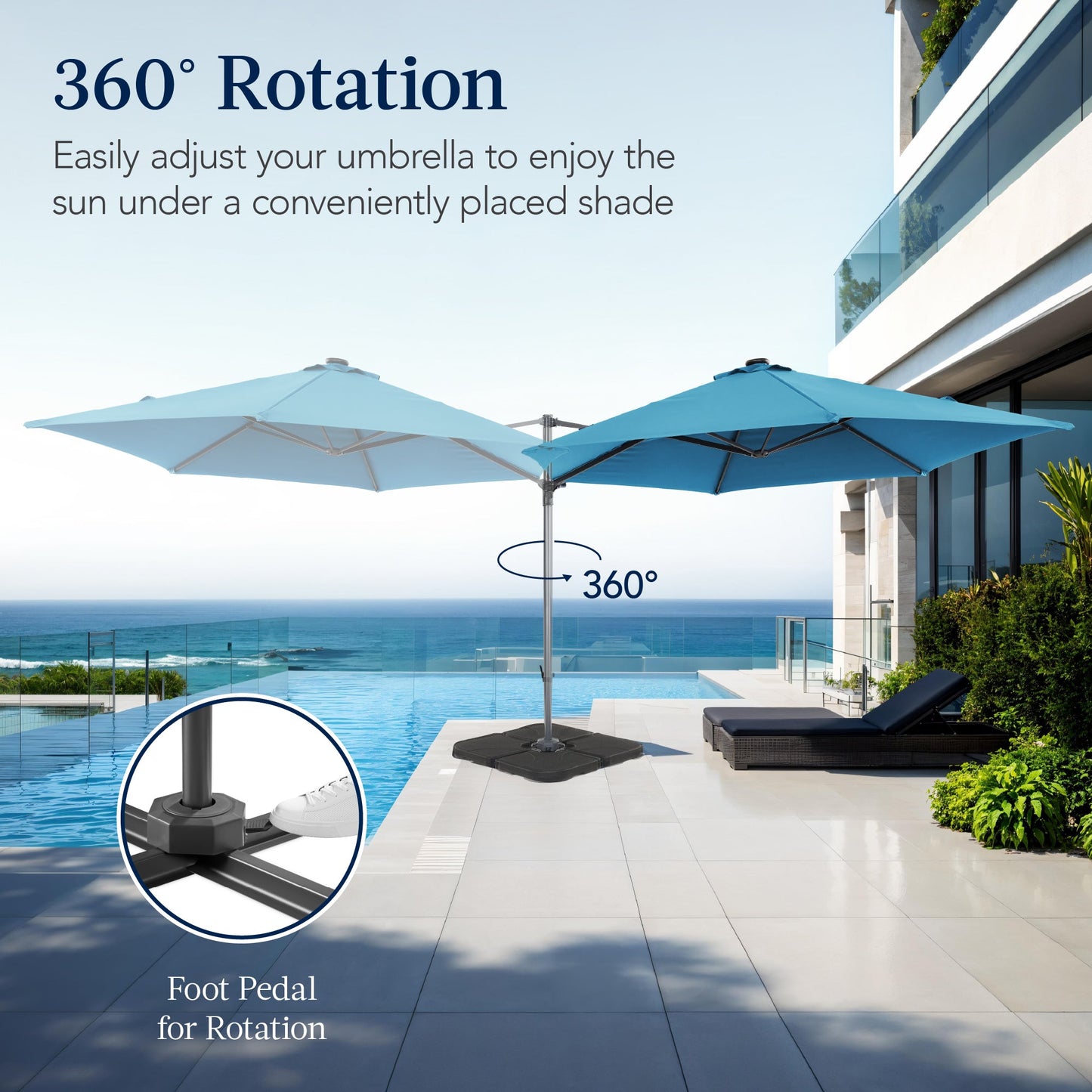 360 Rotating Cantilever Offset Patio Umbrella - 10ft