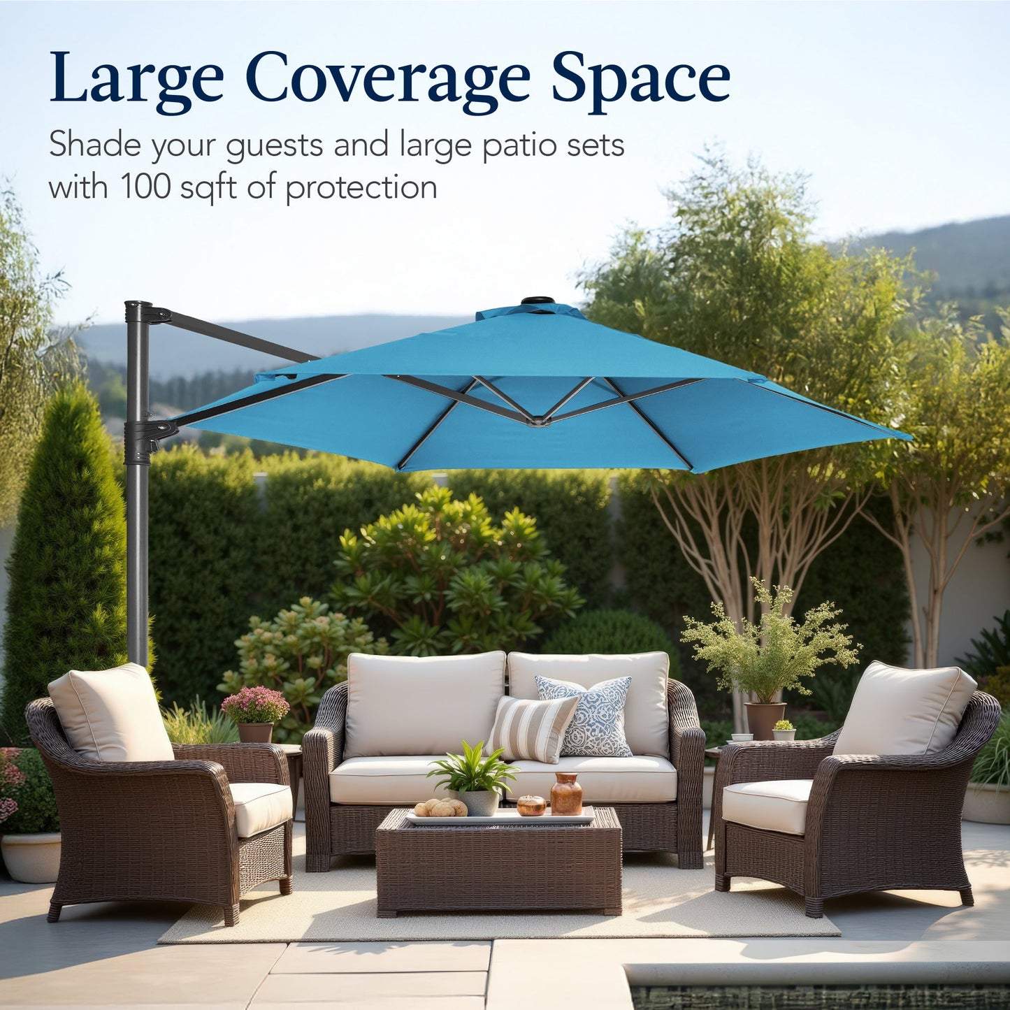 360 Rotating Cantilever Offset Patio Umbrella - 10ft