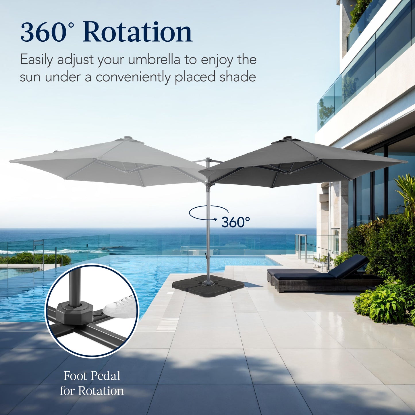 360 Rotating Cantilever Offset Patio Umbrella - 10ft