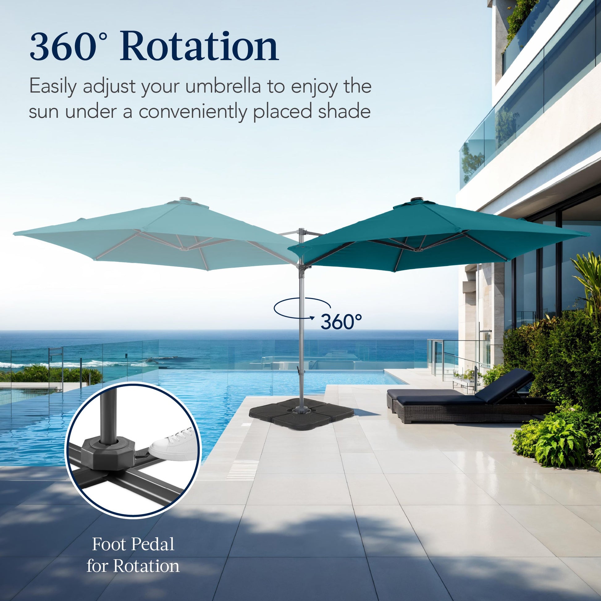 360 Rotating Cantilever Offset Patio Umbrella - 10ft