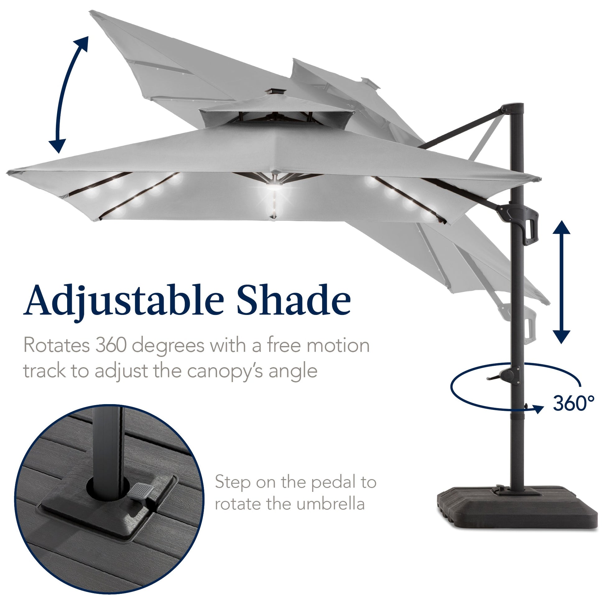 9x12ft 2-Tier Outdoor Solar LED Cantilever Patio Umbrella