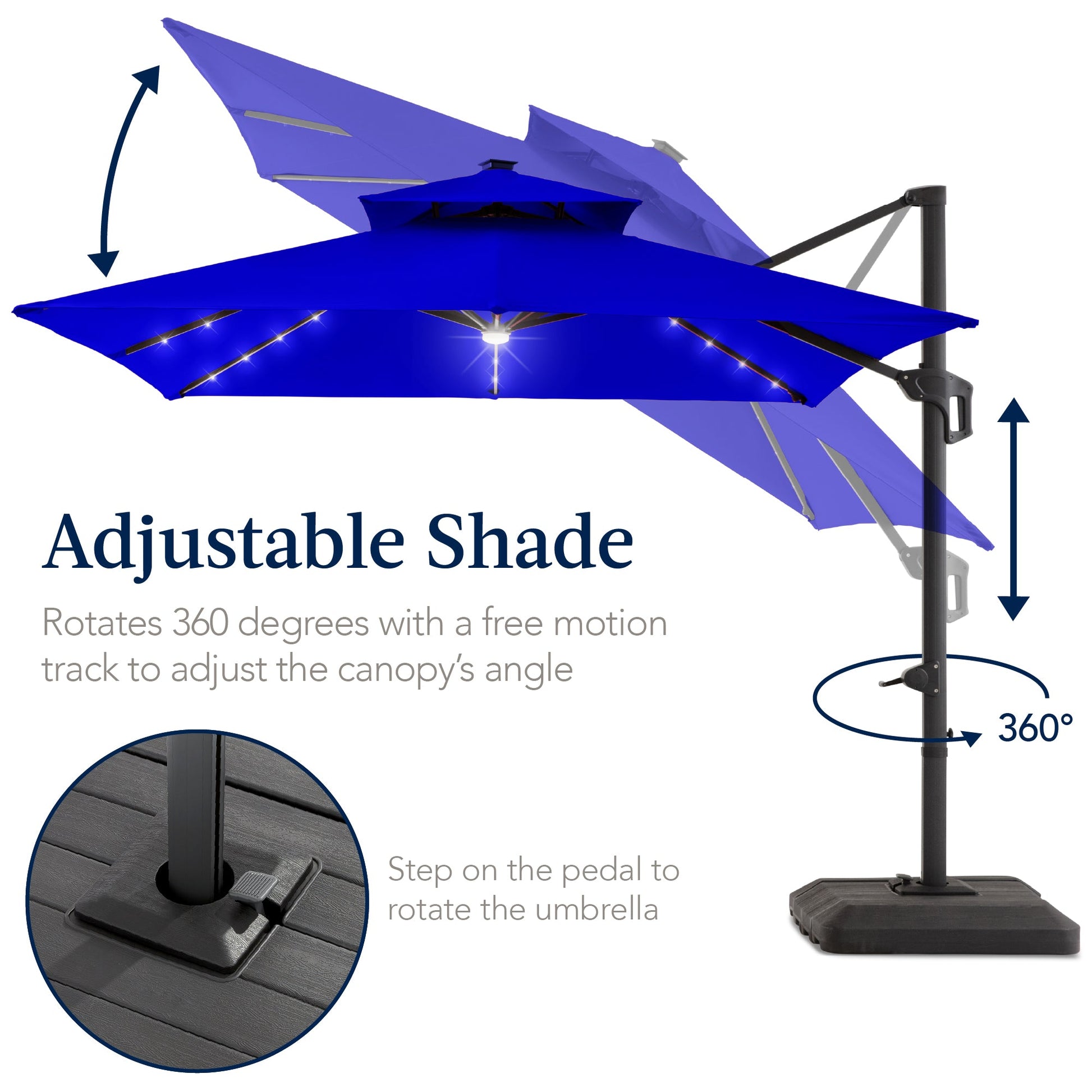9x12ft 2-Tier Outdoor Solar LED Cantilever Patio Umbrella