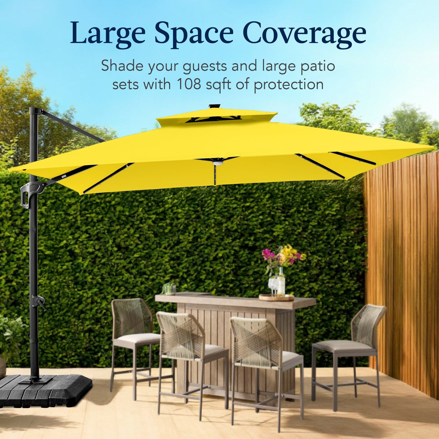 9x12ft 2-Tier Outdoor Solar LED Cantilever Patio Umbrella