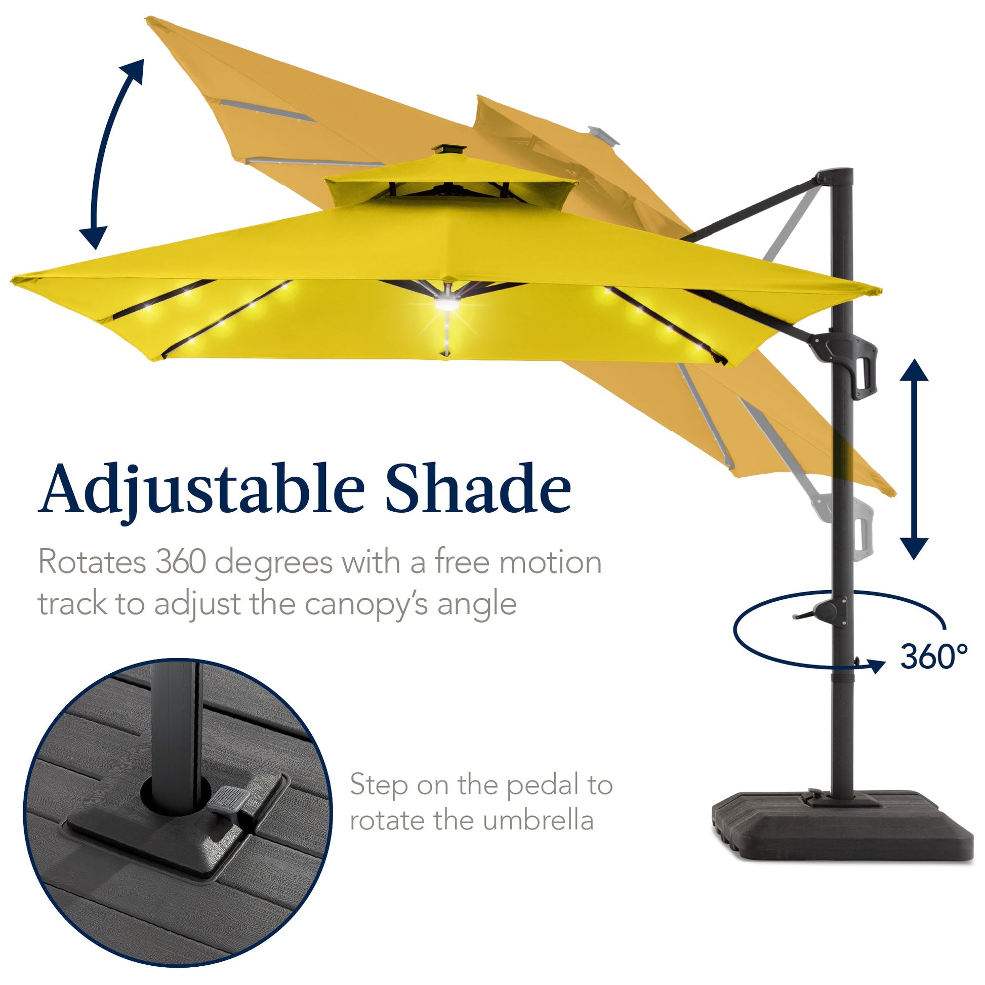 9x12ft 2-Tier Outdoor Solar LED Cantilever Patio Umbrella