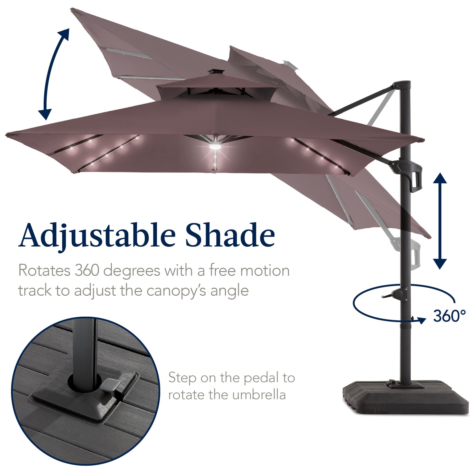 9x12ft 2-Tier Outdoor Solar LED Cantilever Patio Umbrella