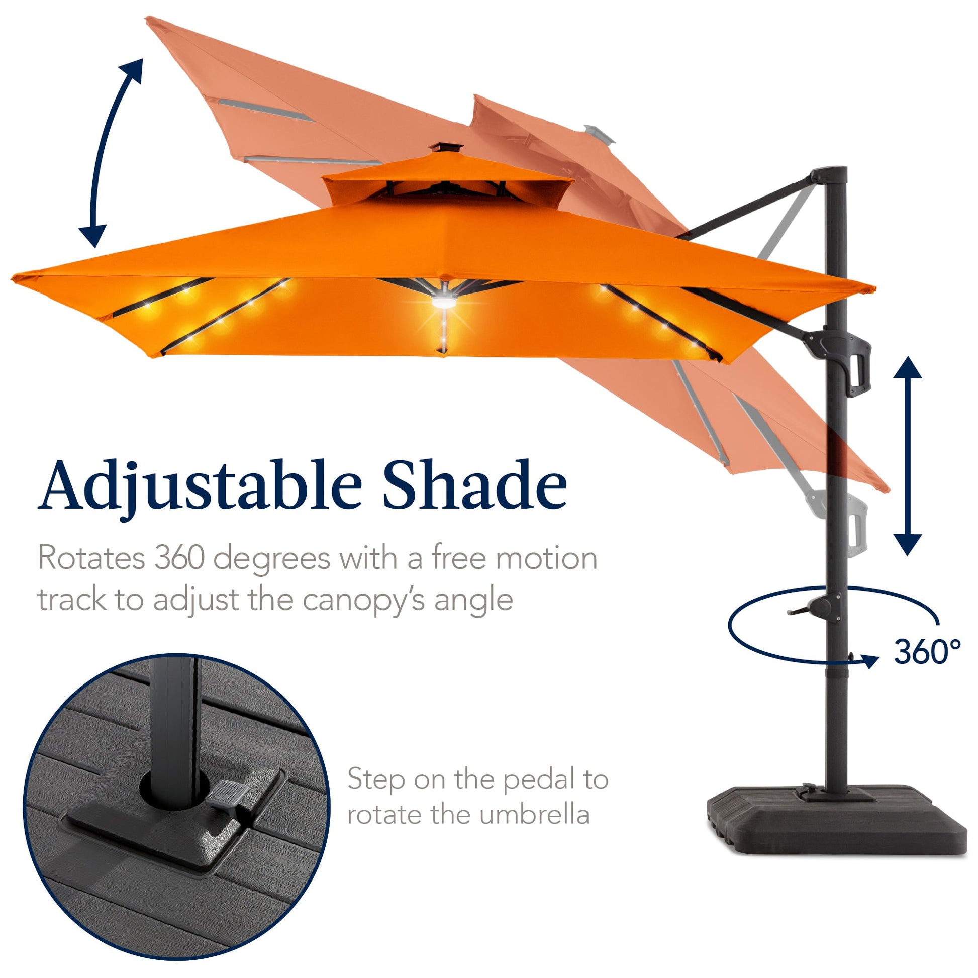 9x12ft 2-Tier Outdoor Solar LED Cantilever Patio Umbrella