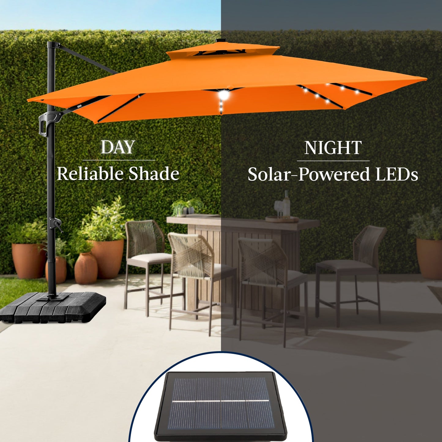 9x12ft 2-Tier Outdoor Solar LED Cantilever Patio Umbrella