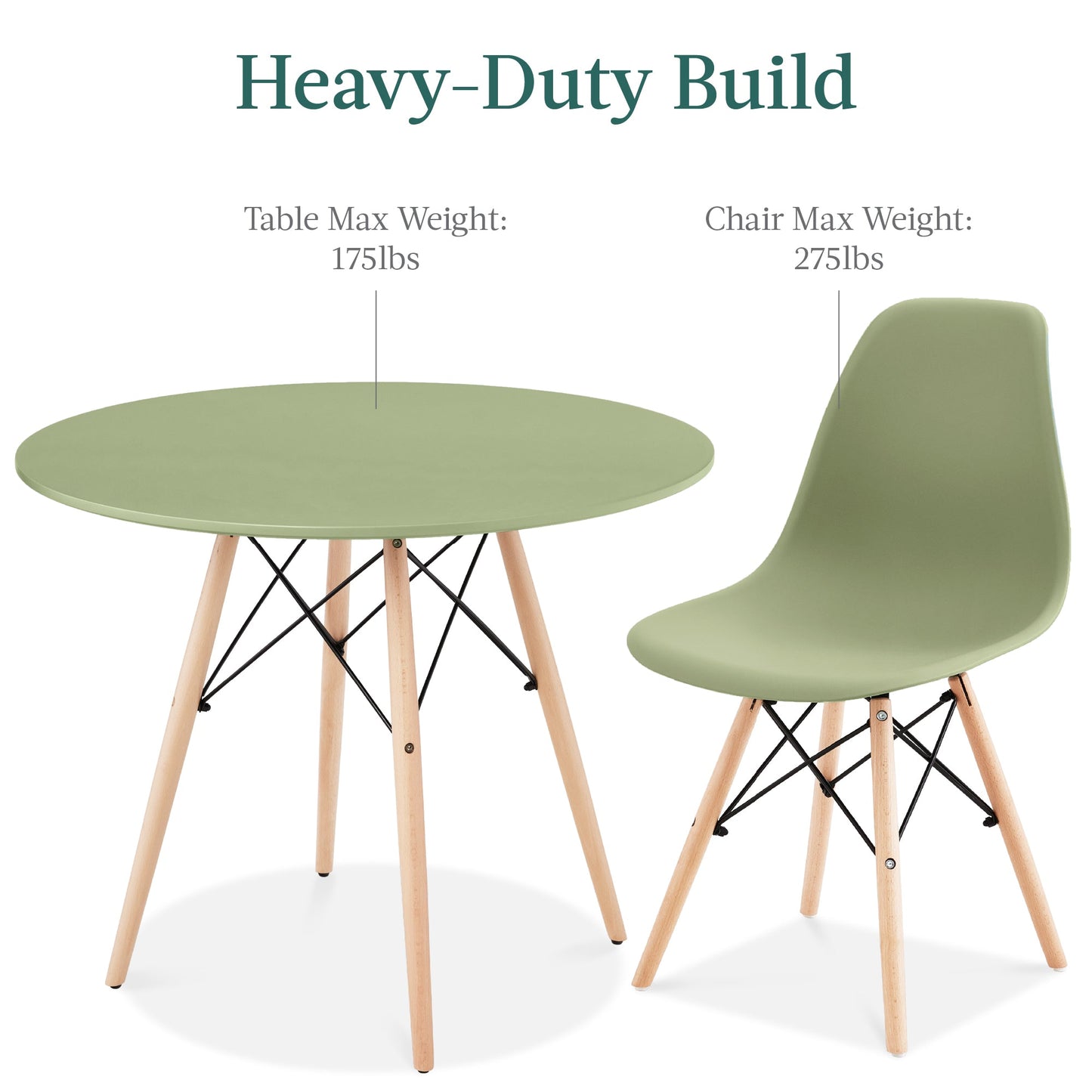 5-Piece Mid-Century Modern Dining Set w/ 4 Chairs, Wooden Legs, Metal Frame