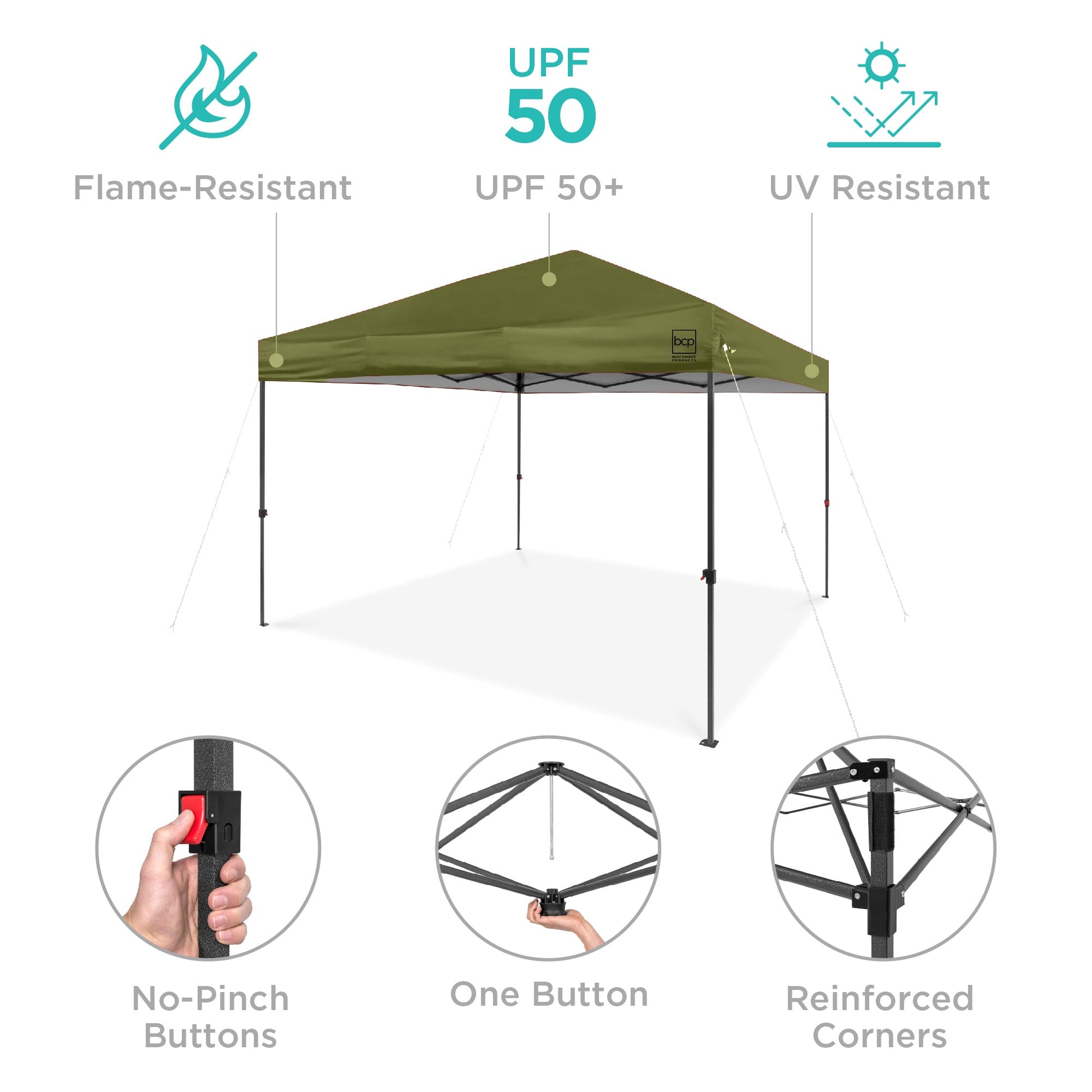 One-Person Setup Instant Pop Up Canopy w/ Case, 4 Weight Bags - 12x12ft