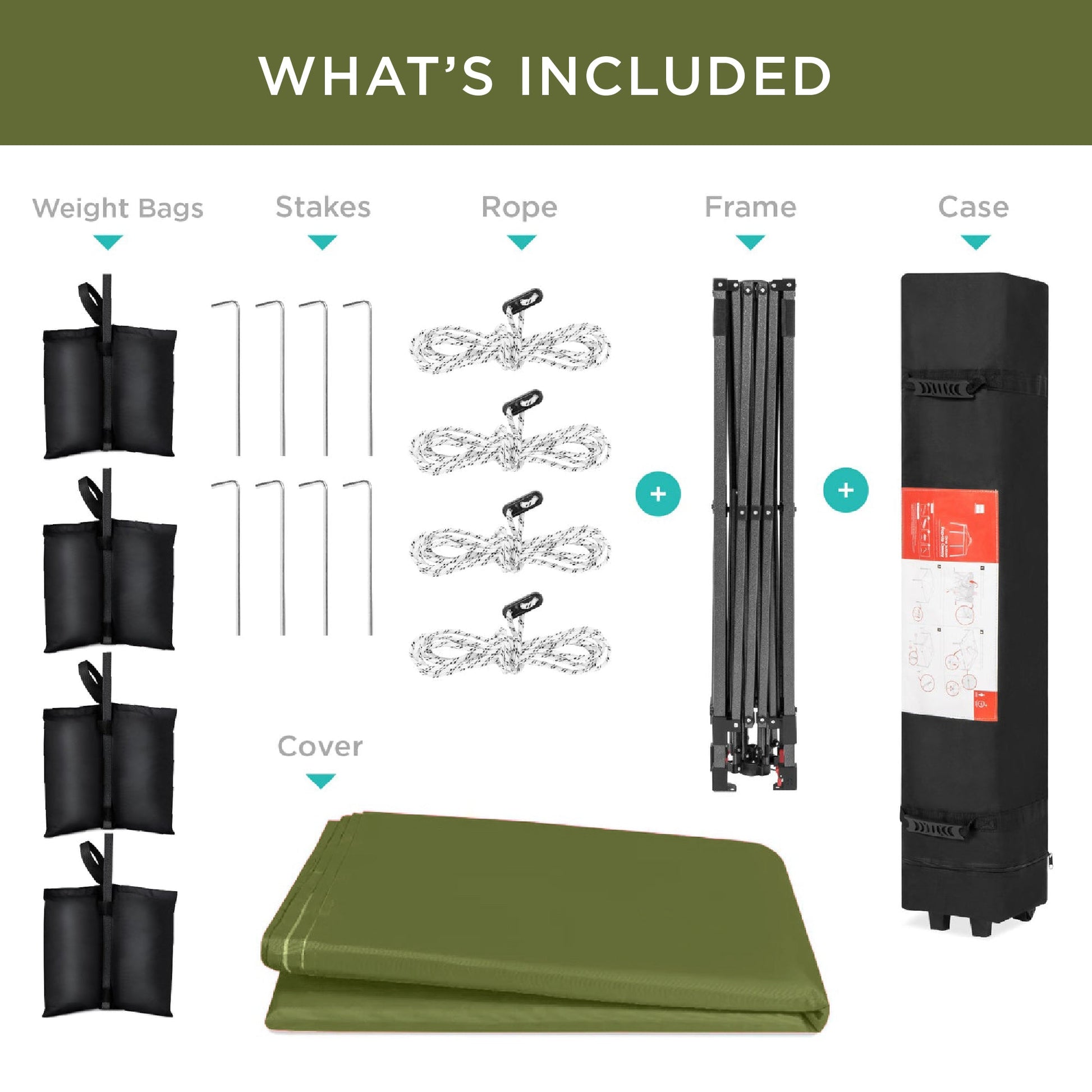 One-Person Setup Instant Pop Up Canopy w/ Case, 4 Weight Bags - 12x12ft