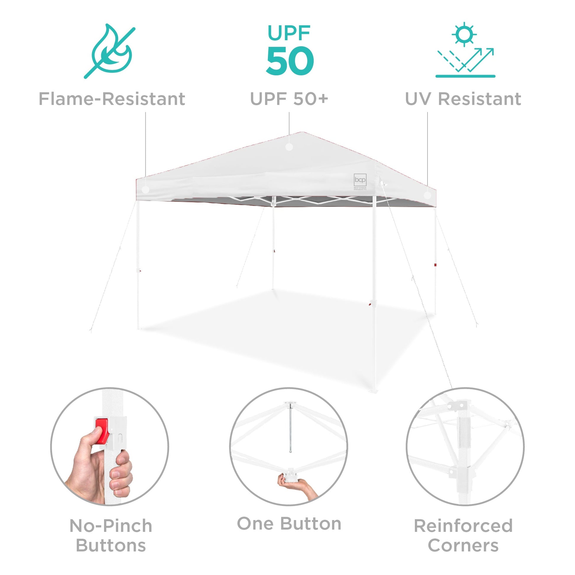 One-Person Setup Instant Pop Up Canopy w/ Case, 4 Weight Bags - 12x12ft