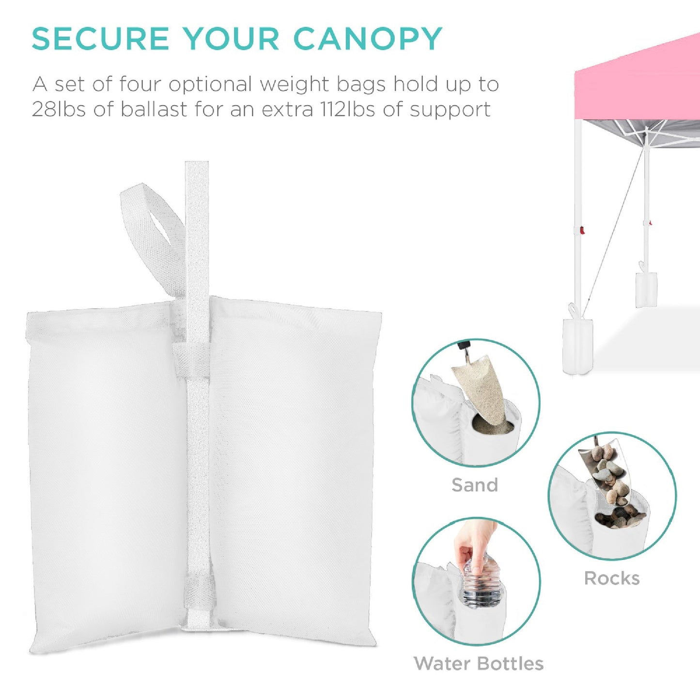 One-Person Setup Instant Pop Up Canopy w/ Case, 4 Weight Bags - 12x12ft