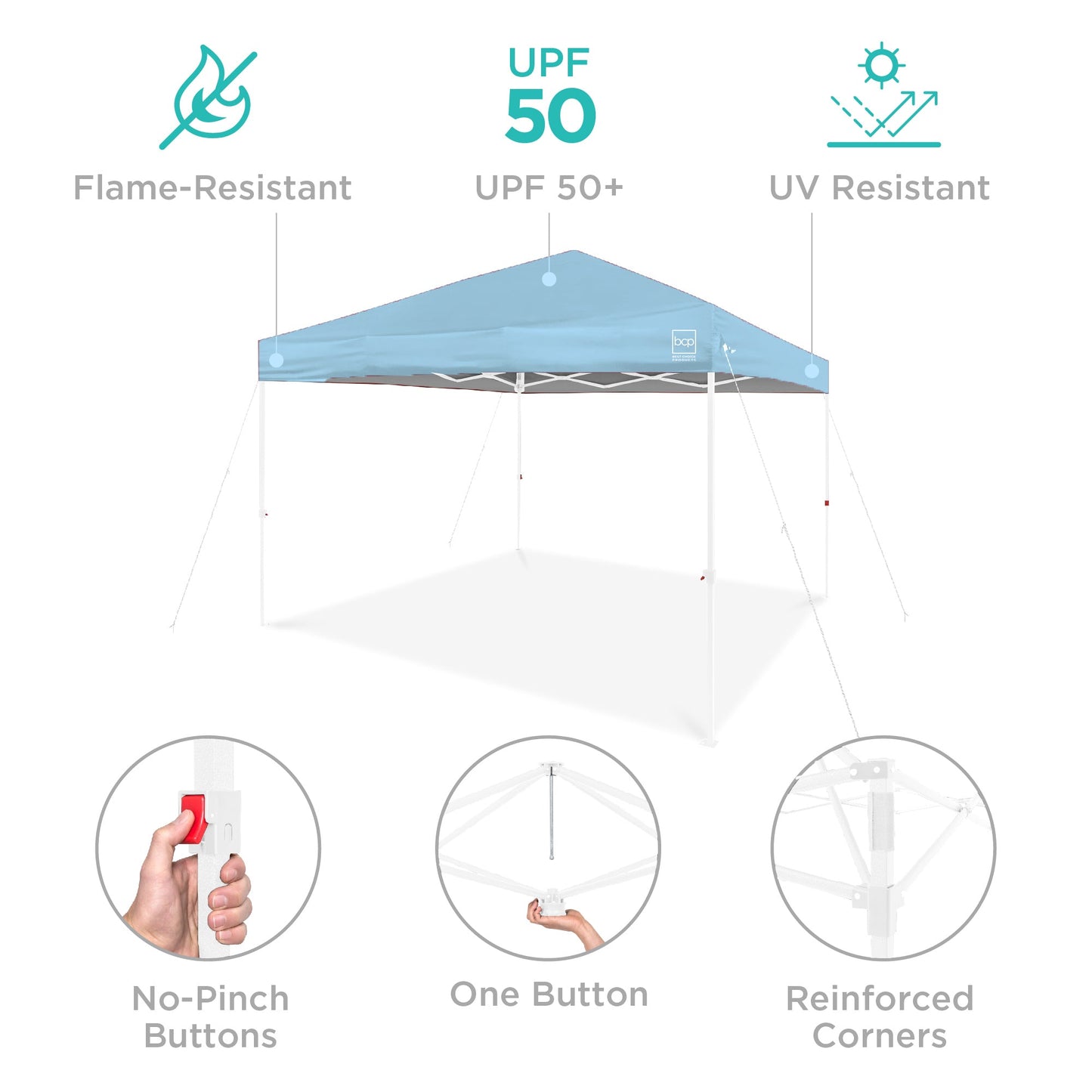 One-Person Setup Instant Pop Up Canopy w/ Case, 4 Weight Bags - 12x12ft