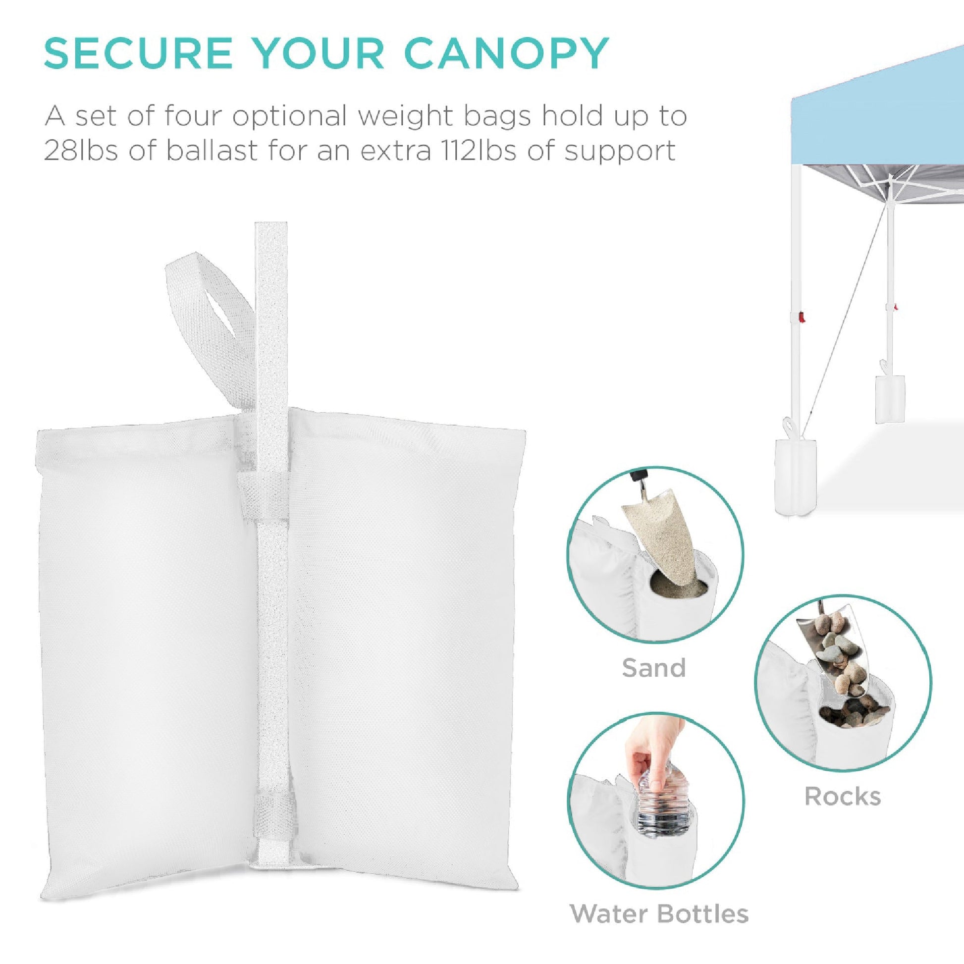 One-Person Setup Instant Pop Up Canopy w/ Case, 4 Weight Bags - 12x12ft