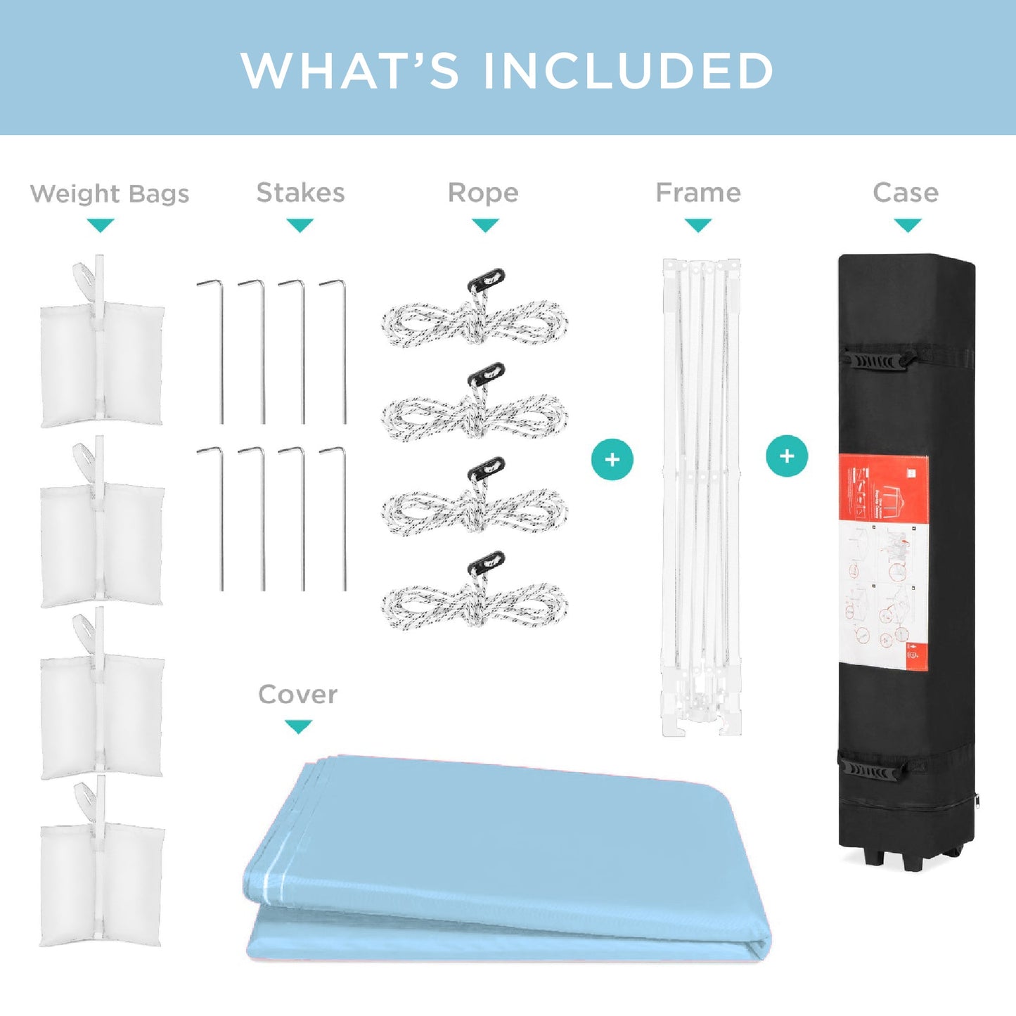 One-Person Setup Instant Pop Up Canopy w/ Case, 4 Weight Bags - 12x12ft