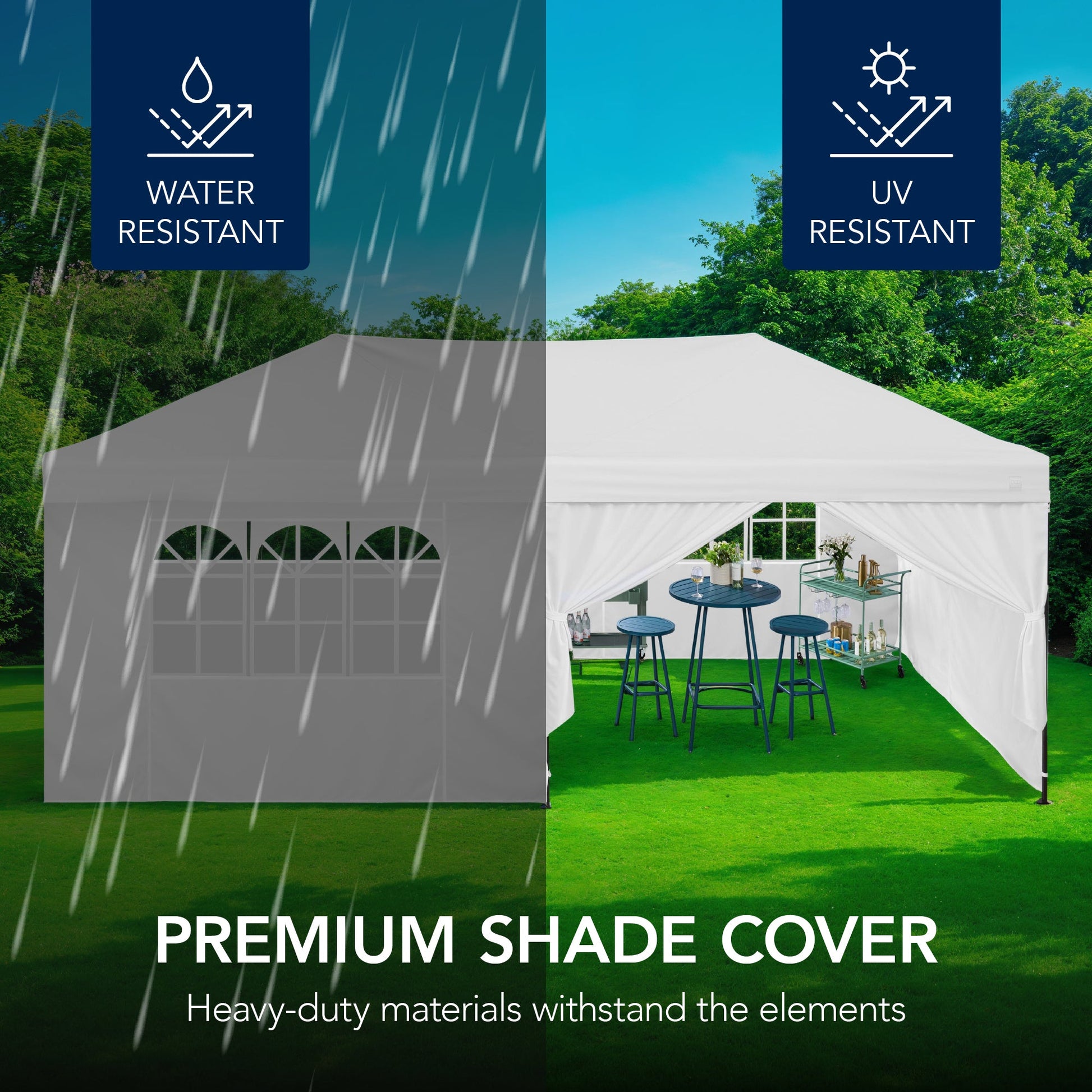 Pop Up Party Tent Canopy w/ 1-Button Easy Setup - 10x20ft