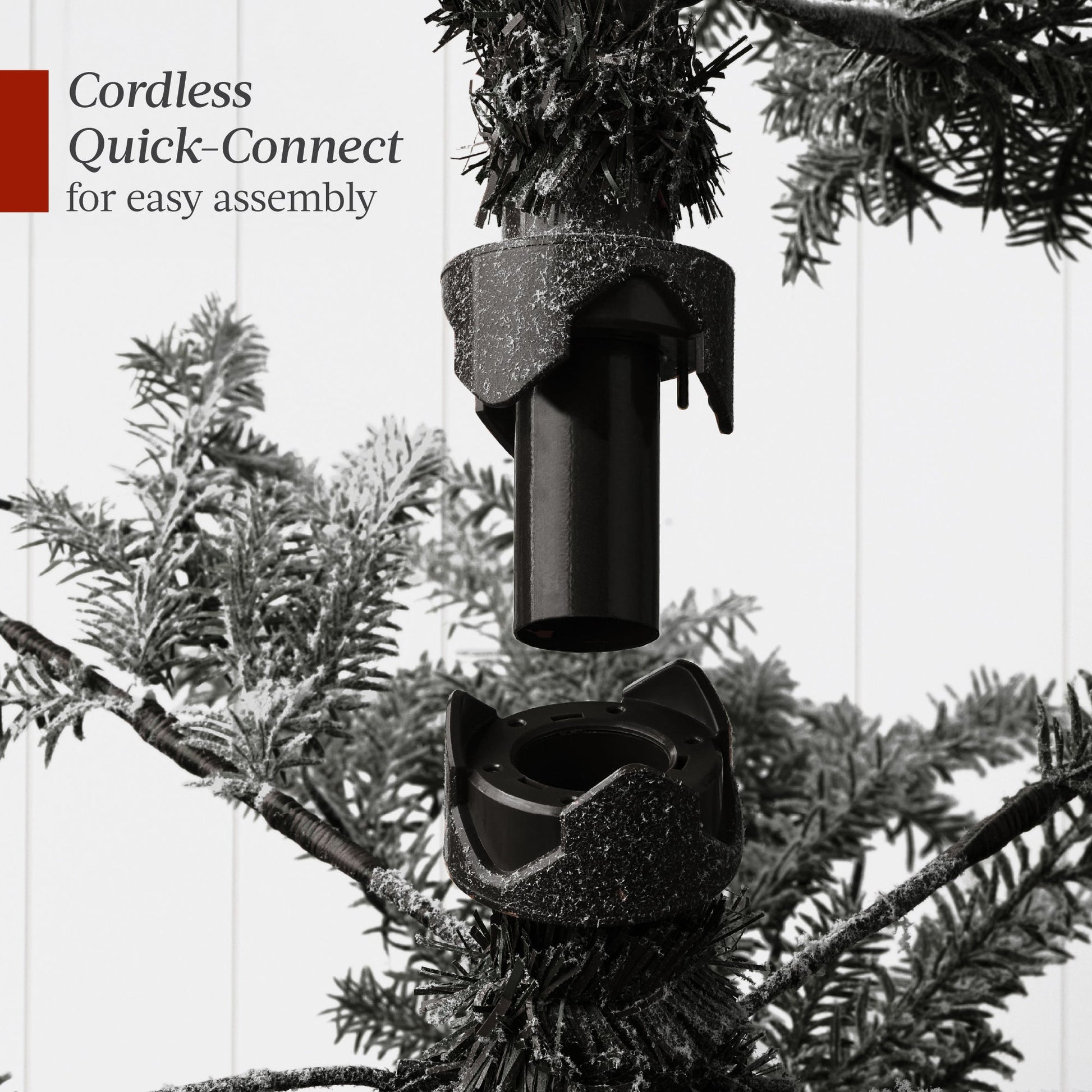 Black Pre-Lit Sparse Flocked Christmas Tree w/ 2-in-1 LEDs, Cordless Connection