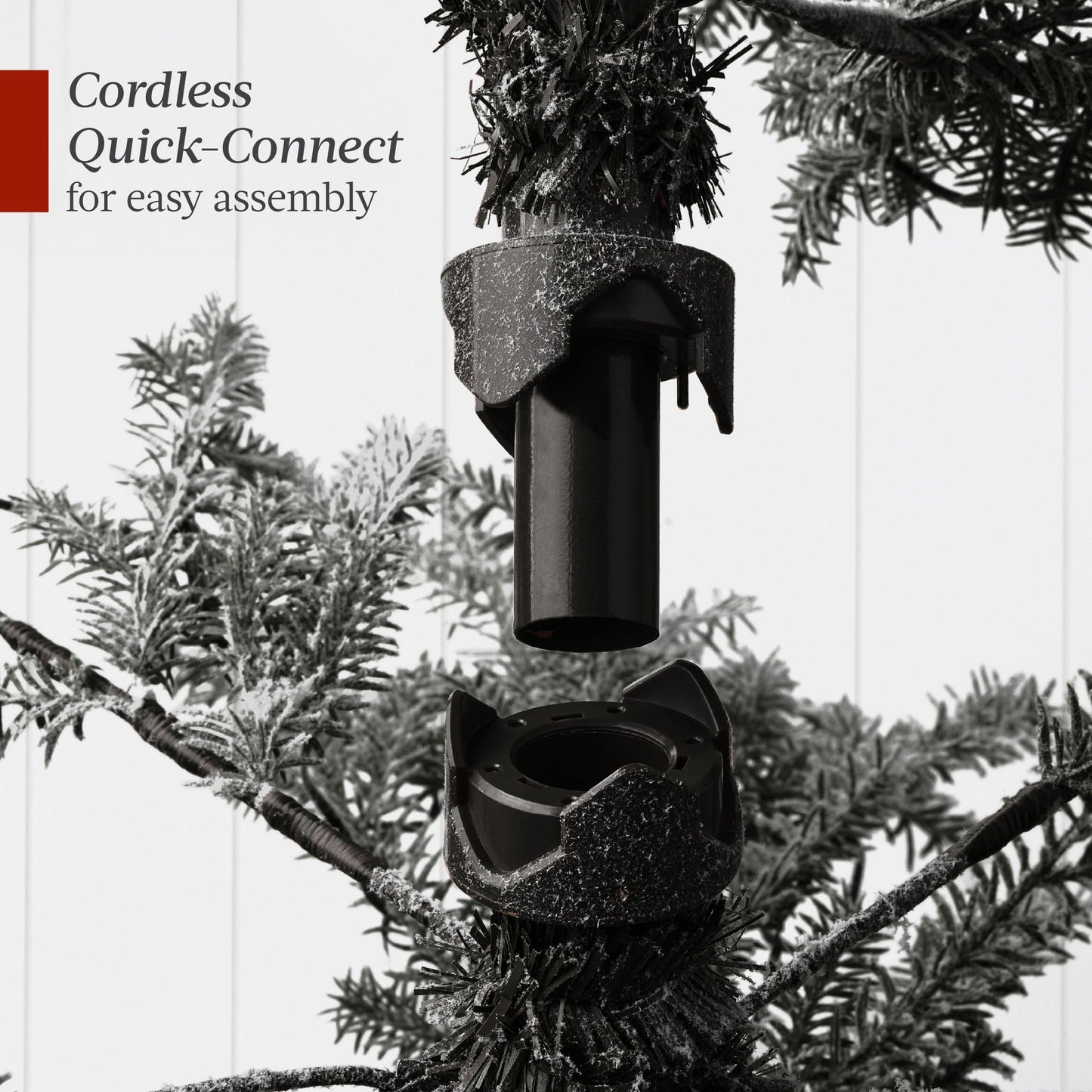 Black Pre-Lit Sparse Flocked Christmas Tree w/ 2-in-1 LEDs, Cordless Connection