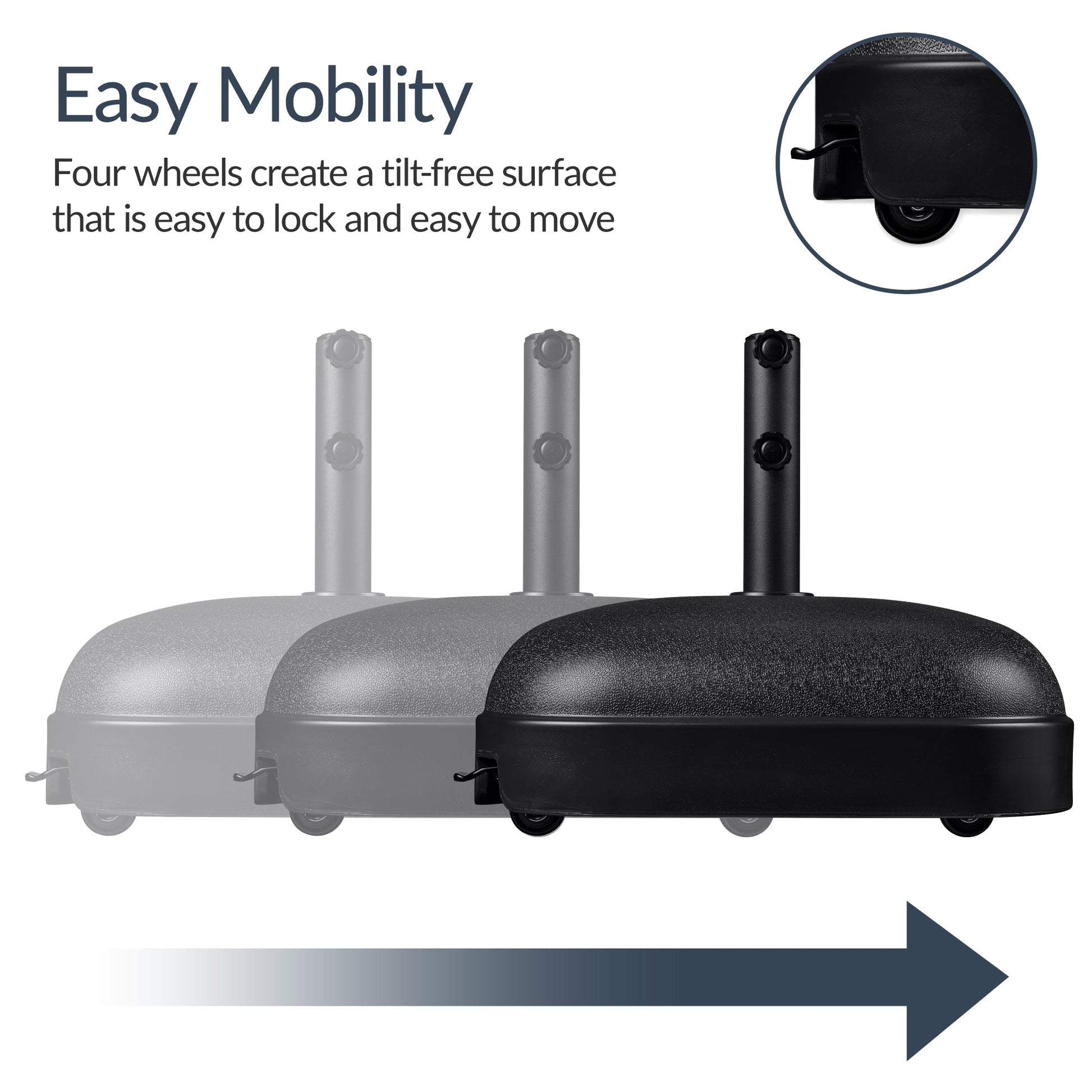 123lb Capacity Fillable Mobile Umbrella Base w/ 4 wheels - Dome Square
