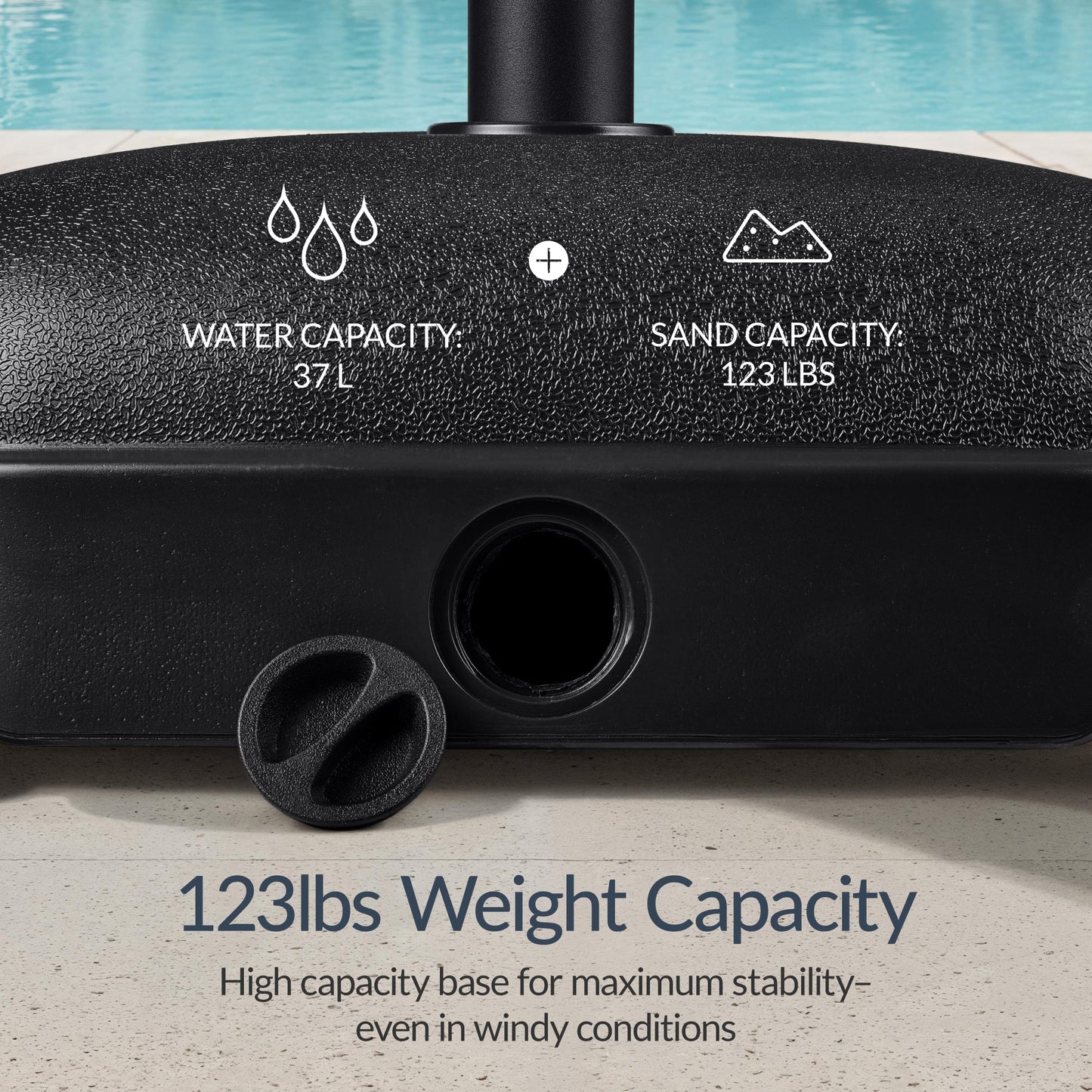 123lb Capacity Fillable Mobile Umbrella Base w/ 4 wheels - Dome Square
