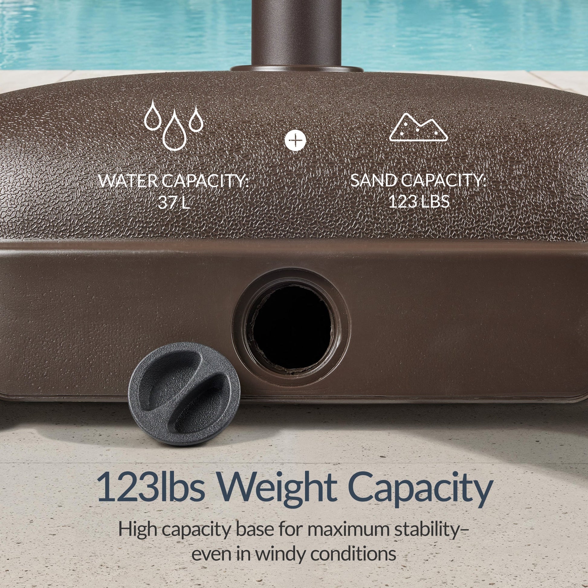 123lb Capacity Fillable Mobile Umbrella Base w/ 4 wheels - Dome Square