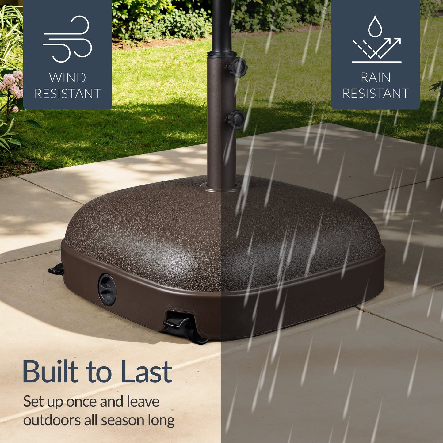 123lb Capacity Fillable Mobile Umbrella Base w/ 4 wheels - Dome Square