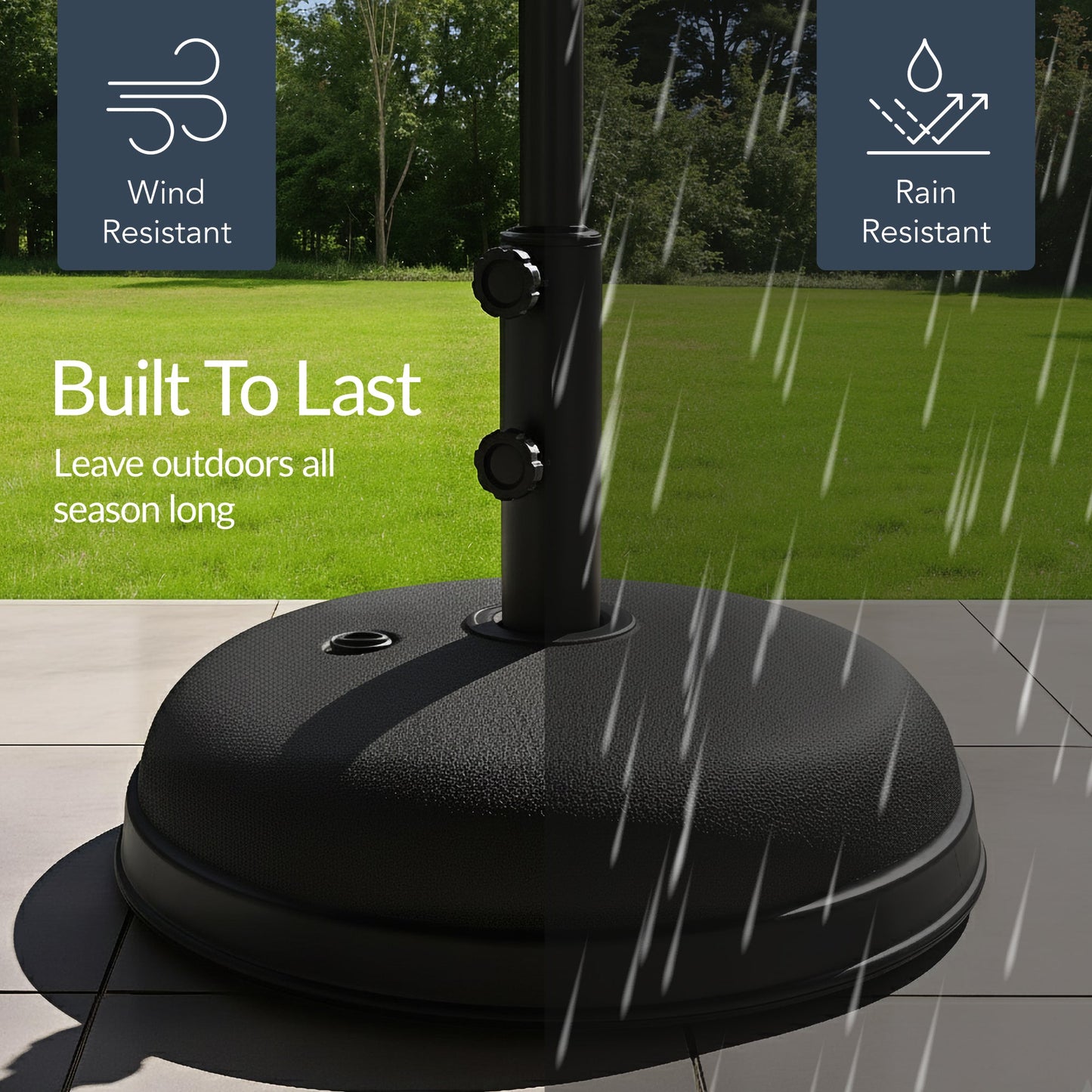 Plastic Patio Umbrella Base Pole Holder Accessory w/ Adjustable Knob