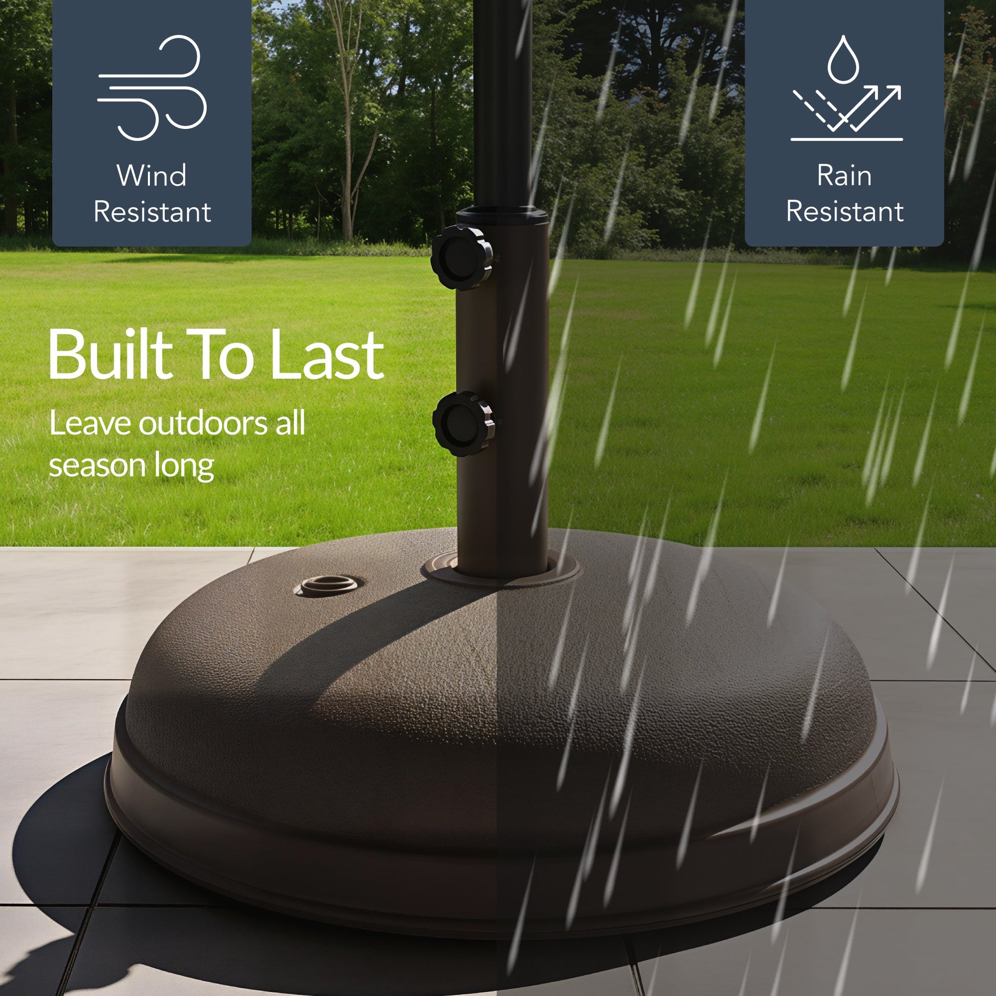 Plastic Patio Umbrella Base Pole Holder Accessory w/ Adjustable Knob