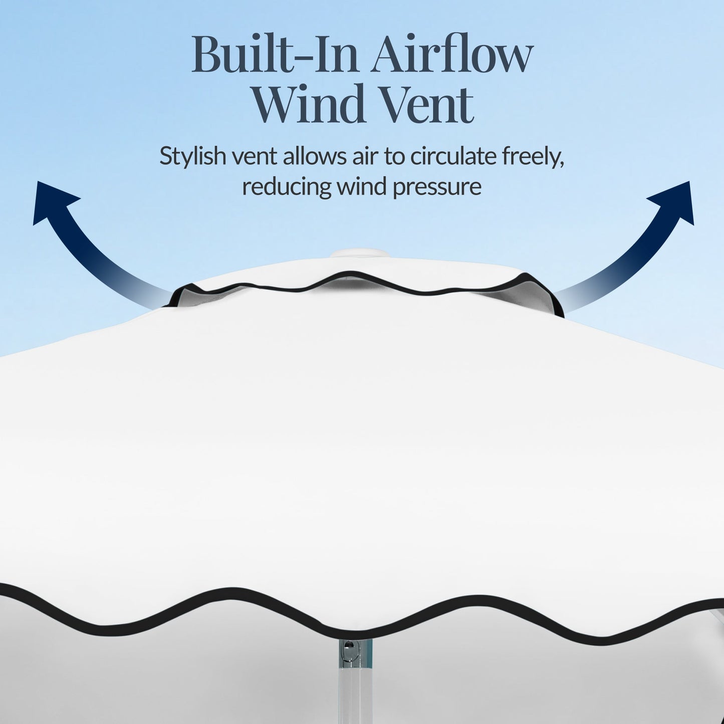 7.5ft Patio Market Umbrella,Wavy Trim, UV-Fade-Resistant, Crank & Tilt
