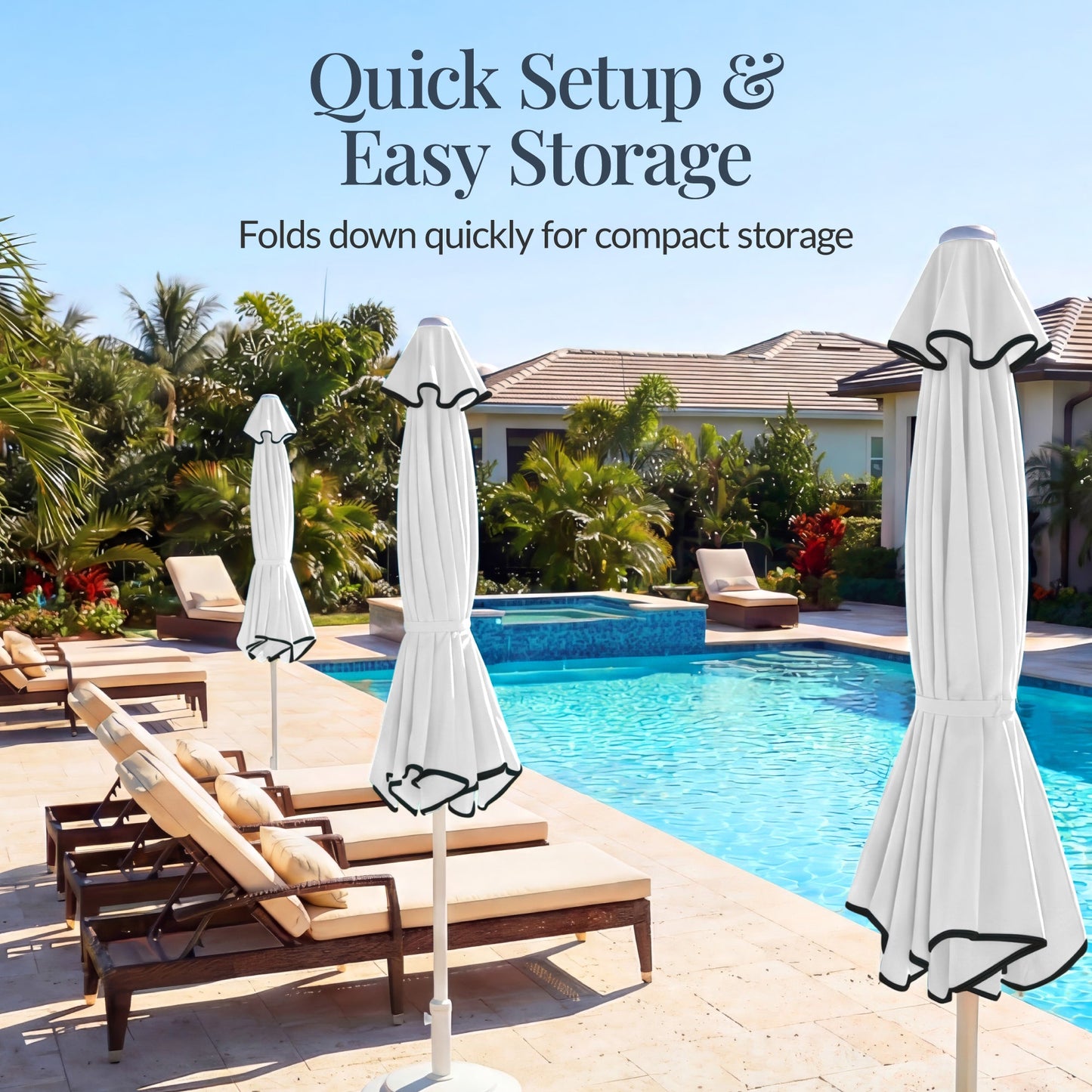 7.5ft Patio Market Umbrella,Wavy Trim, UV-Fade-Resistant, Crank & Tilt