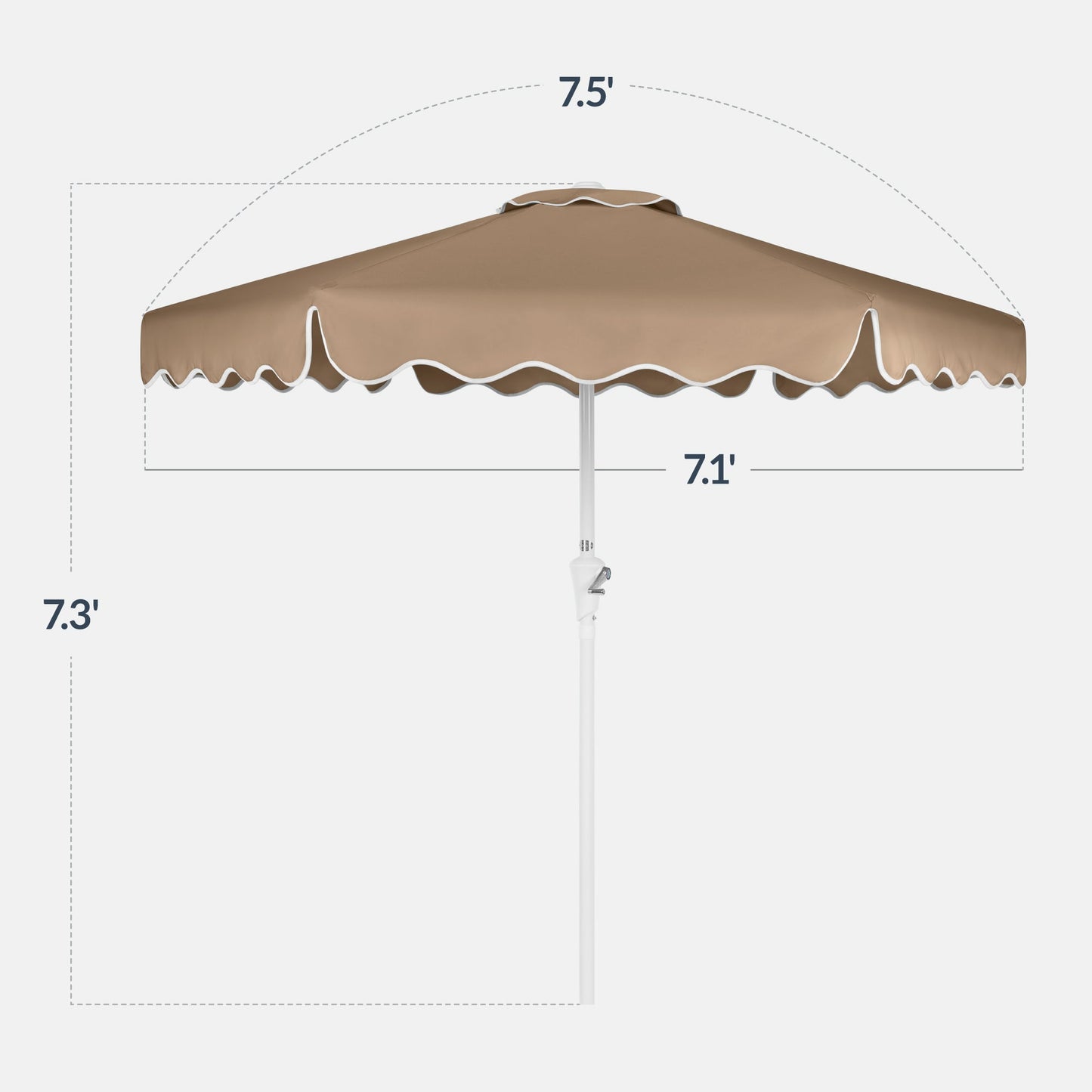 7.5ft Patio Market Umbrella,Wavy Trim, UV-Fade-Resistant, Crank & Tilt