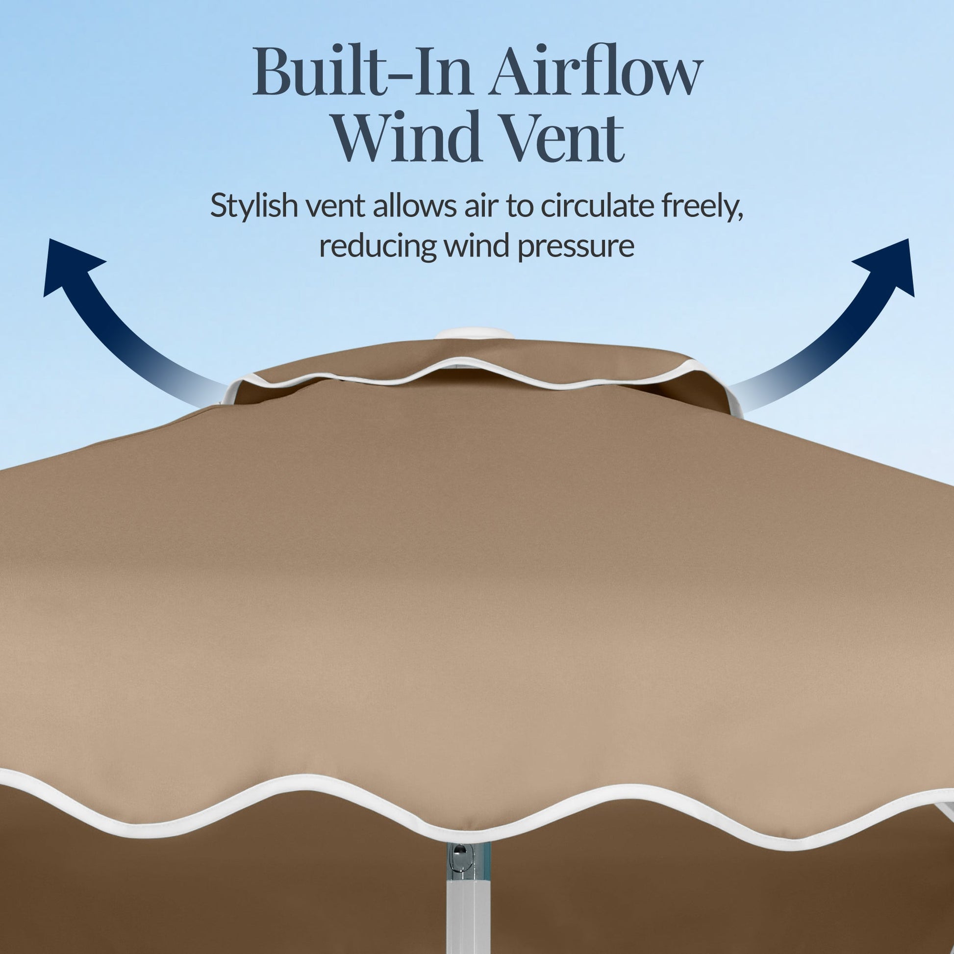 7.5ft Patio Market Umbrella,Wavy Trim, UV-Fade-Resistant, Crank & Tilt