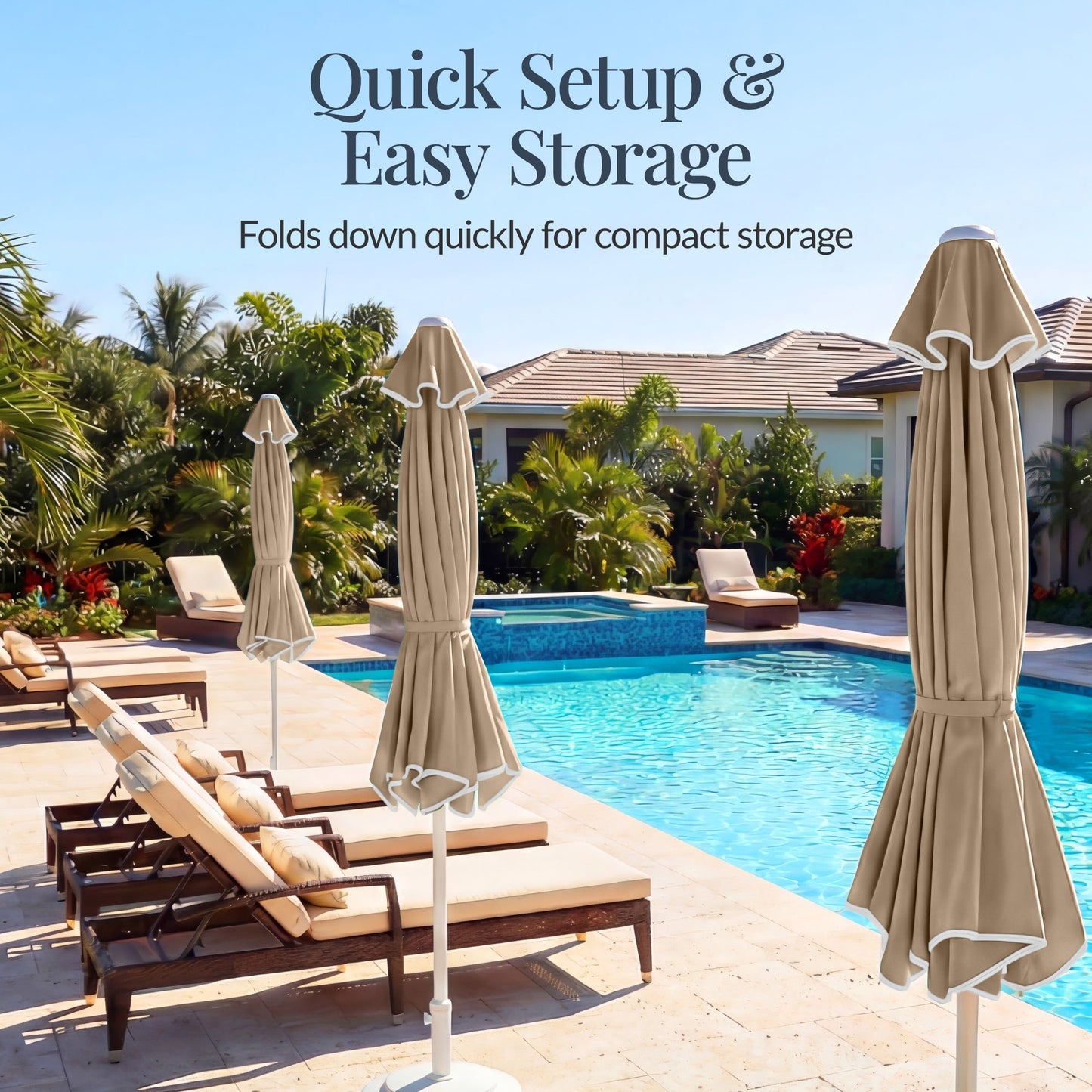 7.5ft Patio Market Umbrella,Wavy Trim, UV-Fade-Resistant, Crank & Tilt