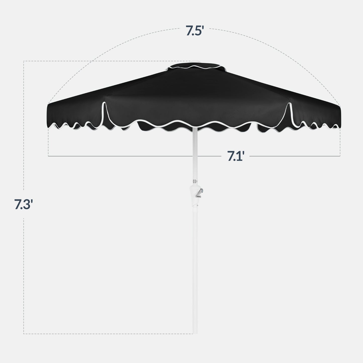 7.5ft Patio Market Umbrella,Wavy Trim, UV-Fade-Resistant, Crank & Tilt