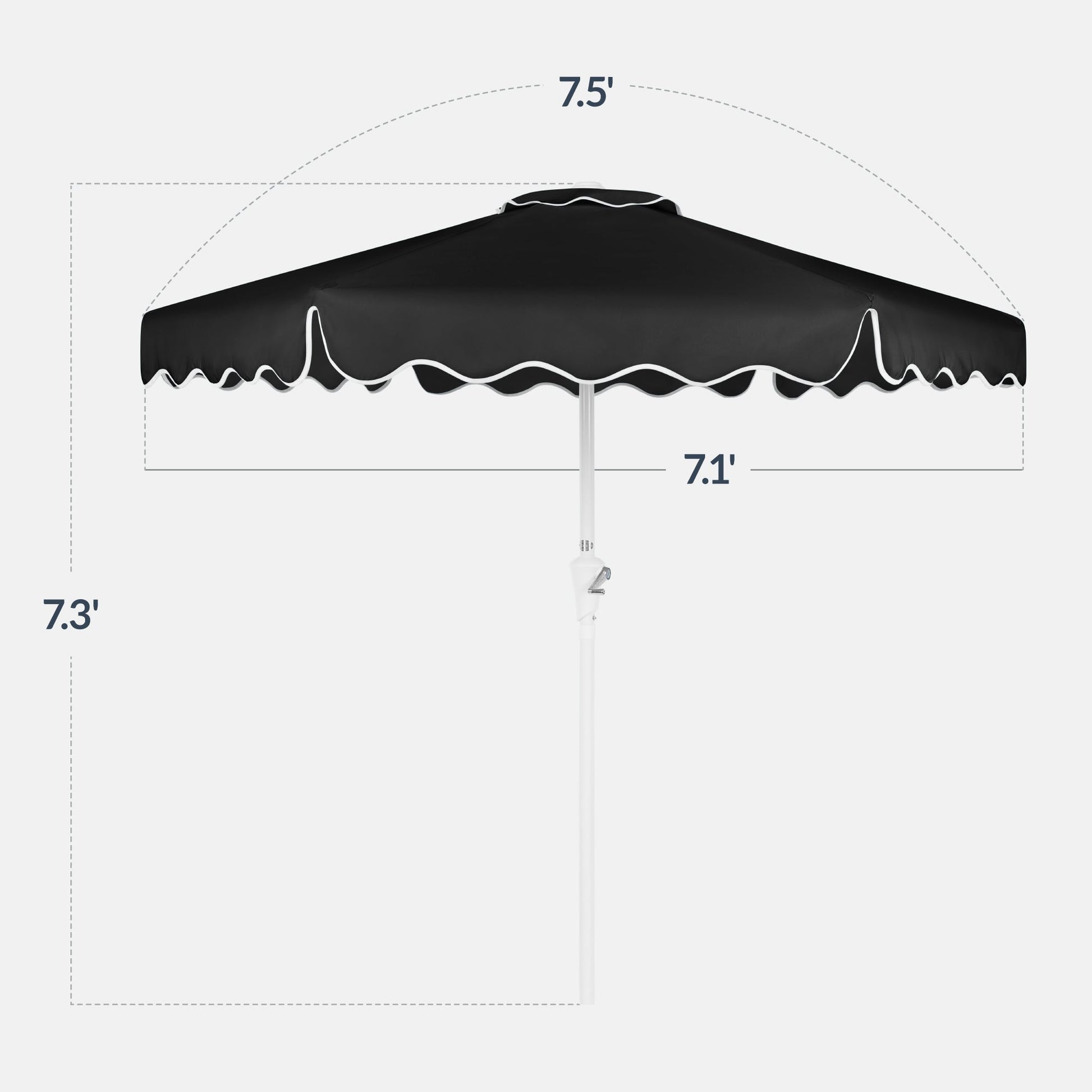 7.5ft Patio Market Umbrella,Wavy Trim, UV-Fade-Resistant, Crank & Tilt
