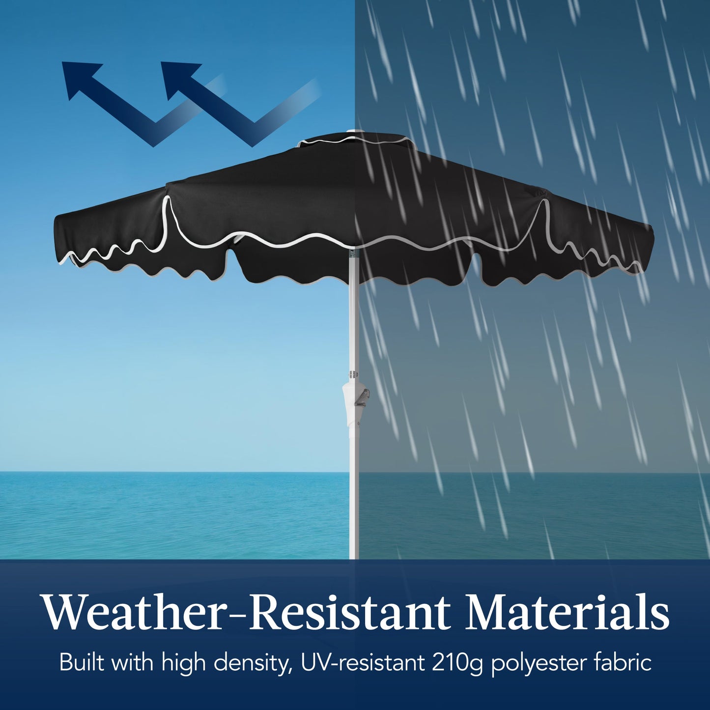 7.5ft Patio Market Umbrella,Wavy Trim, UV-Fade-Resistant, Crank & Tilt