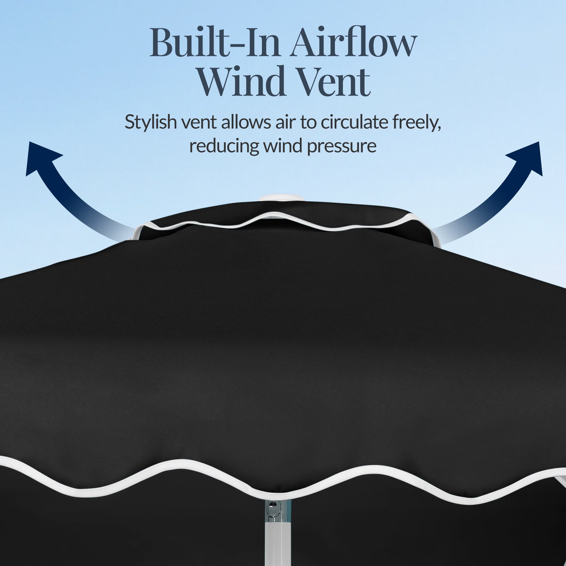 7.5ft Patio Market Umbrella,Wavy Trim, UV-Fade-Resistant, Crank & Tilt