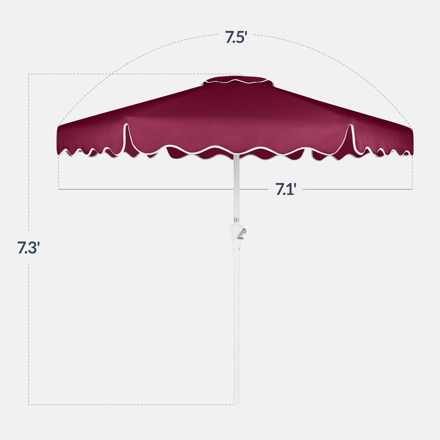 7.5ft Patio Market Umbrella,Wavy Trim, UV-Fade-Resistant, Crank & Tilt