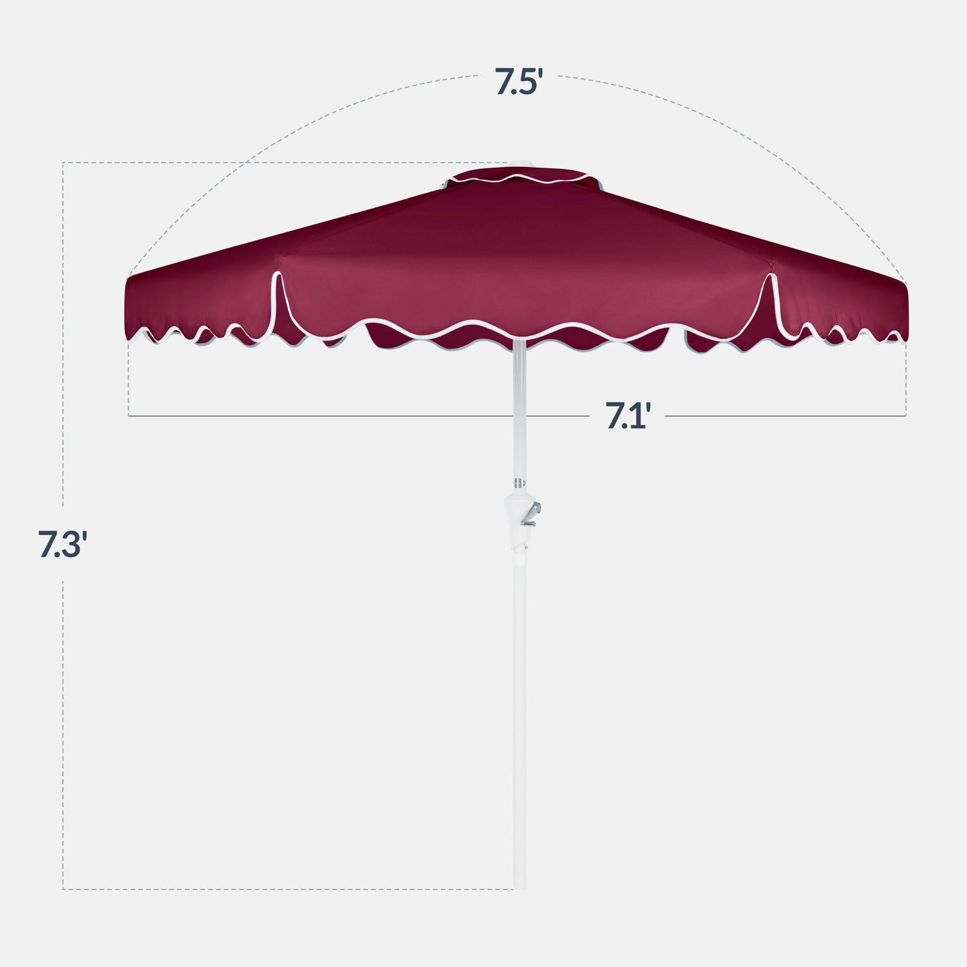 7.5ft Patio Market Umbrella,Wavy Trim, UV-Fade-Resistant, Crank & Tilt