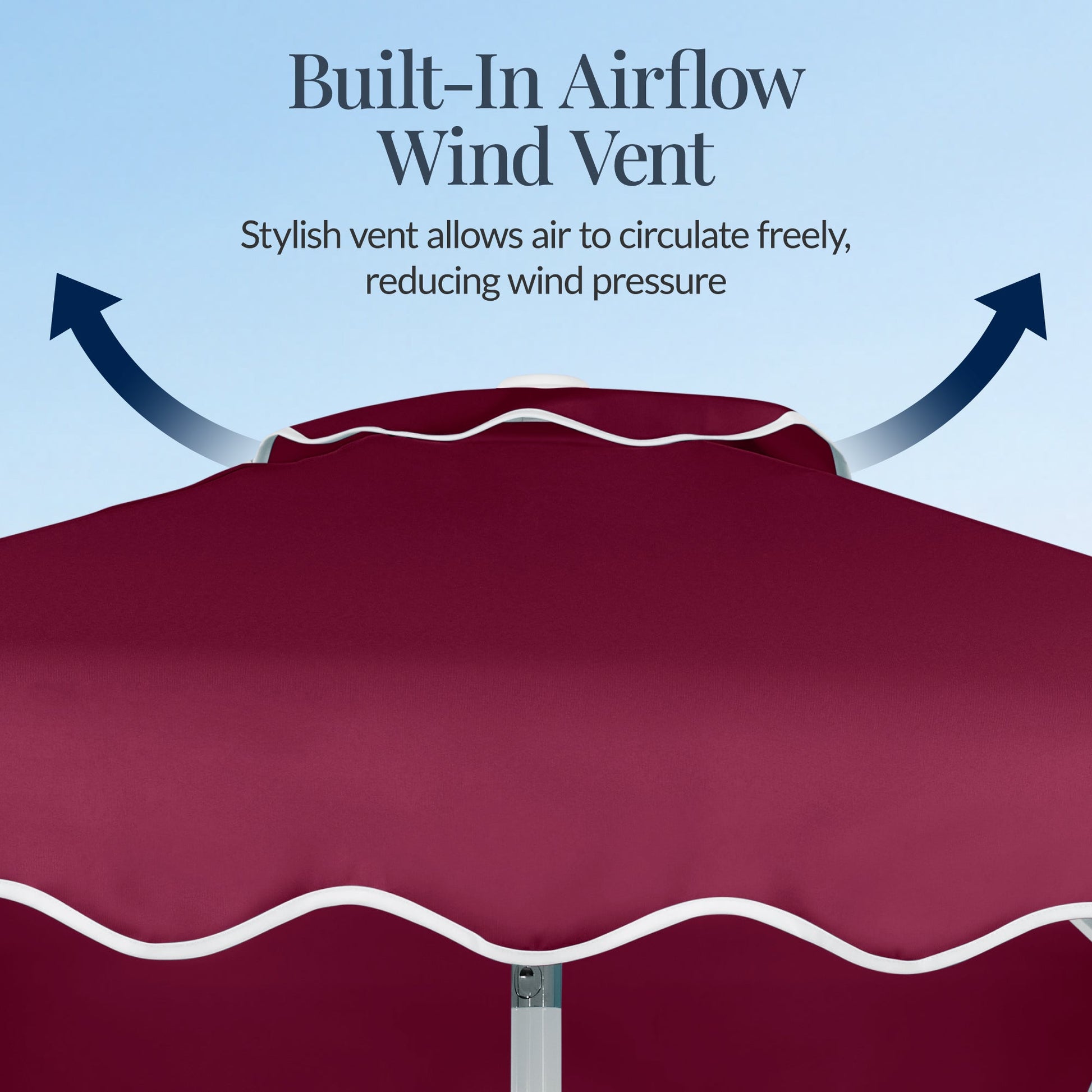 7.5ft Patio Market Umbrella,Wavy Trim, UV-Fade-Resistant, Crank & Tilt