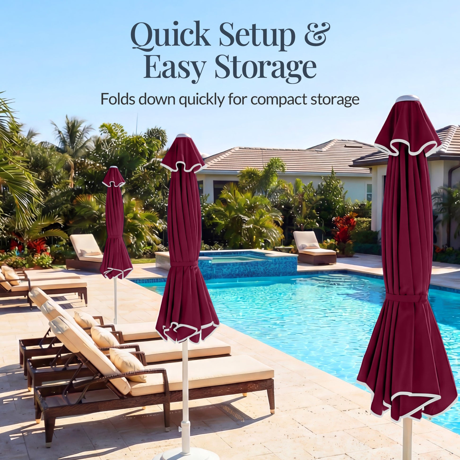 7.5ft Patio Market Umbrella,Wavy Trim, UV-Fade-Resistant, Crank & Tilt