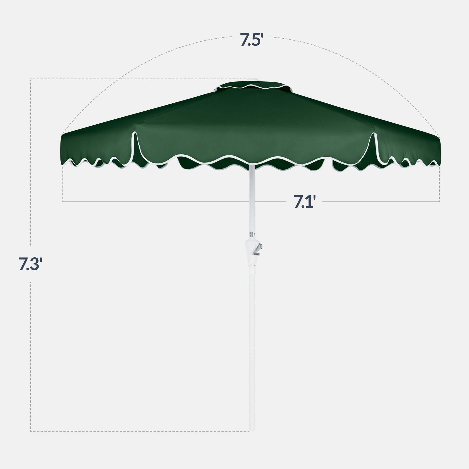 7.5ft Patio Market Umbrella,Wavy Trim, UV-Fade-Resistant, Crank & Tilt