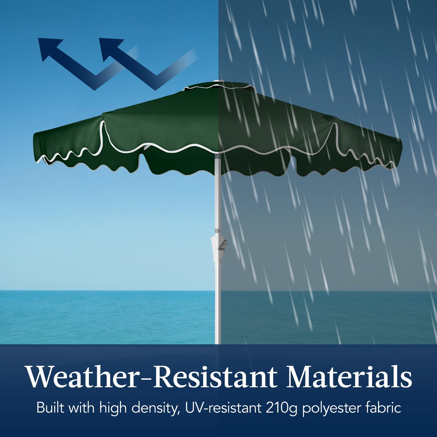 7.5ft Patio Market Umbrella,Wavy Trim, UV-Fade-Resistant, Crank & Tilt
